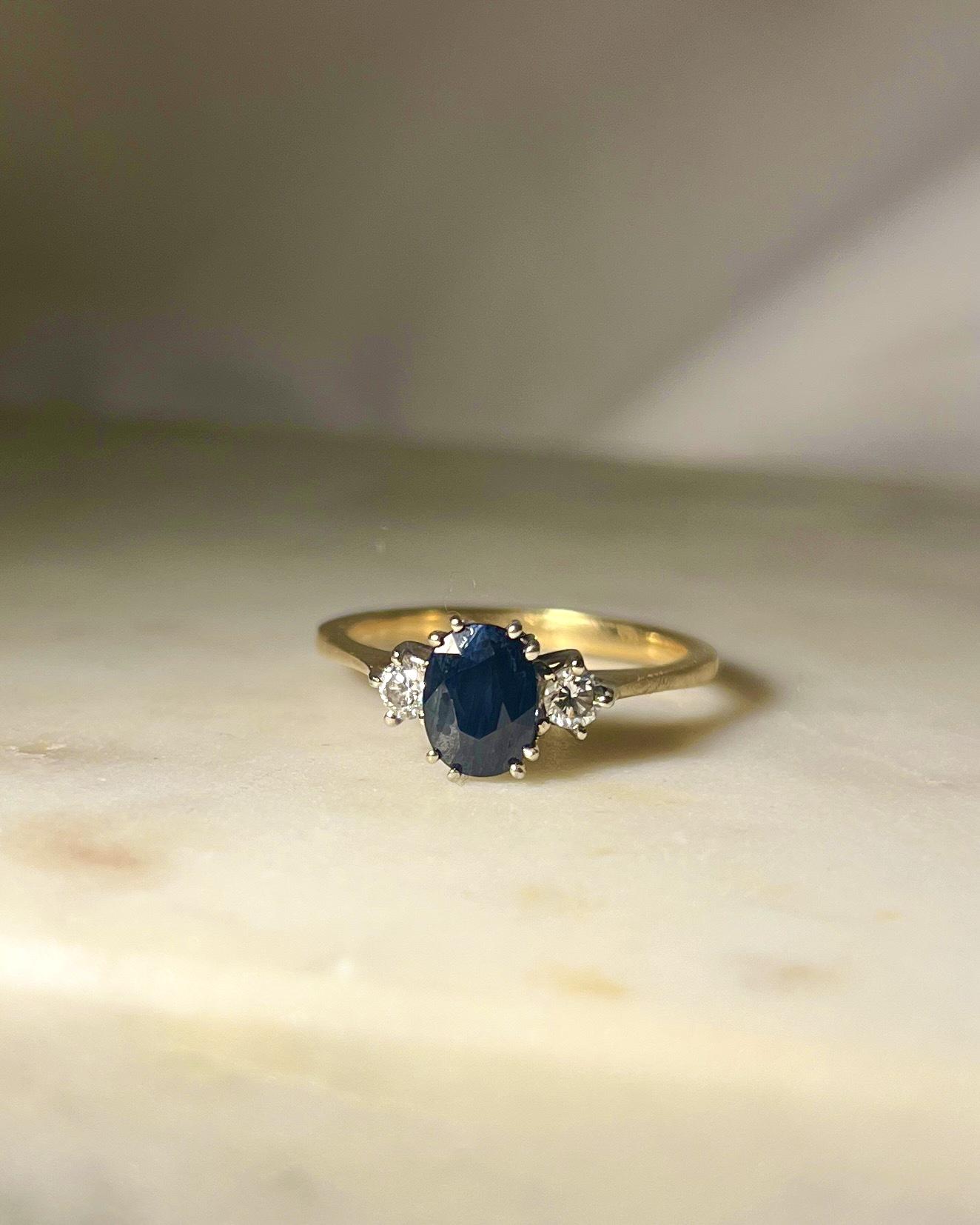 "Cynthia" Sapphire and Diamond Trilogy Ring