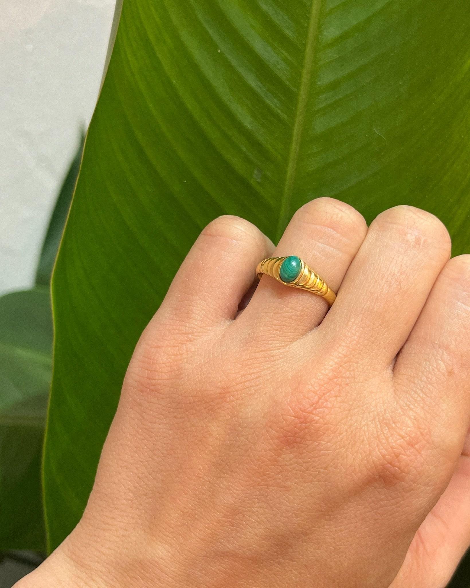 Bague Vintage Jonc Malachite "Prisca"