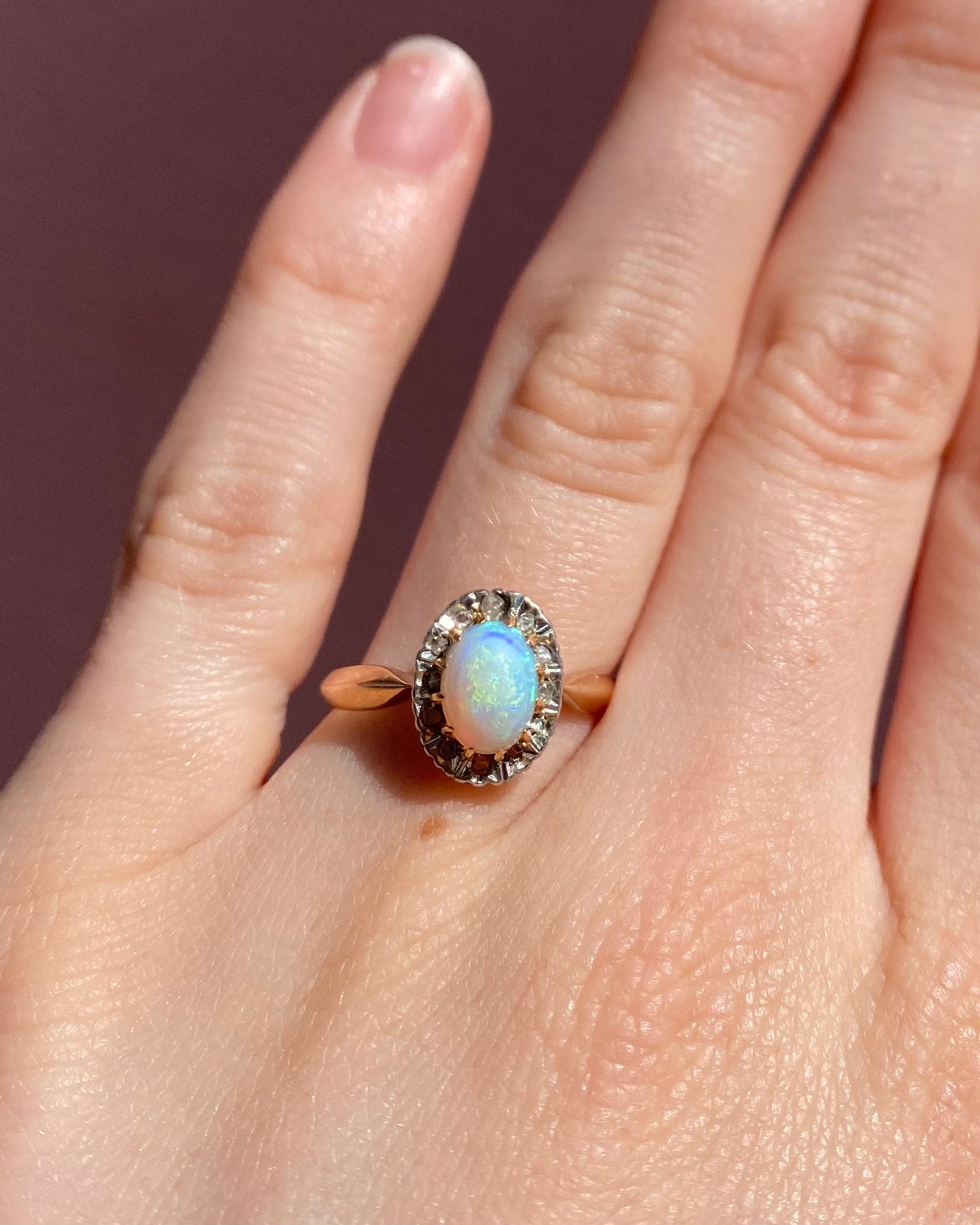 Bague Marguerite Opale 0.65 carat & Diamants "Ysoria"