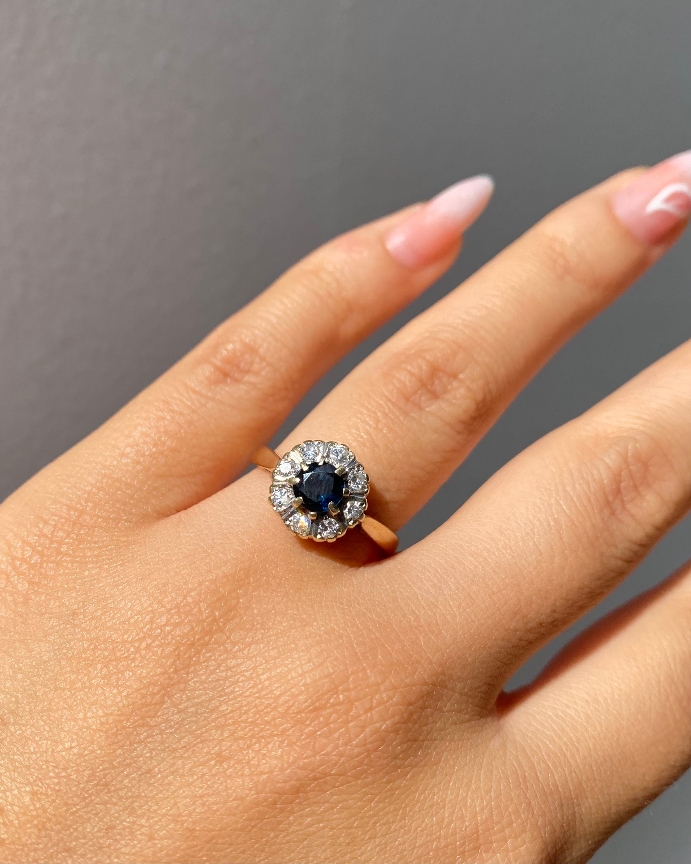 Bague Marguerite Saphir 0.70 carat & Diamants "Ambre"