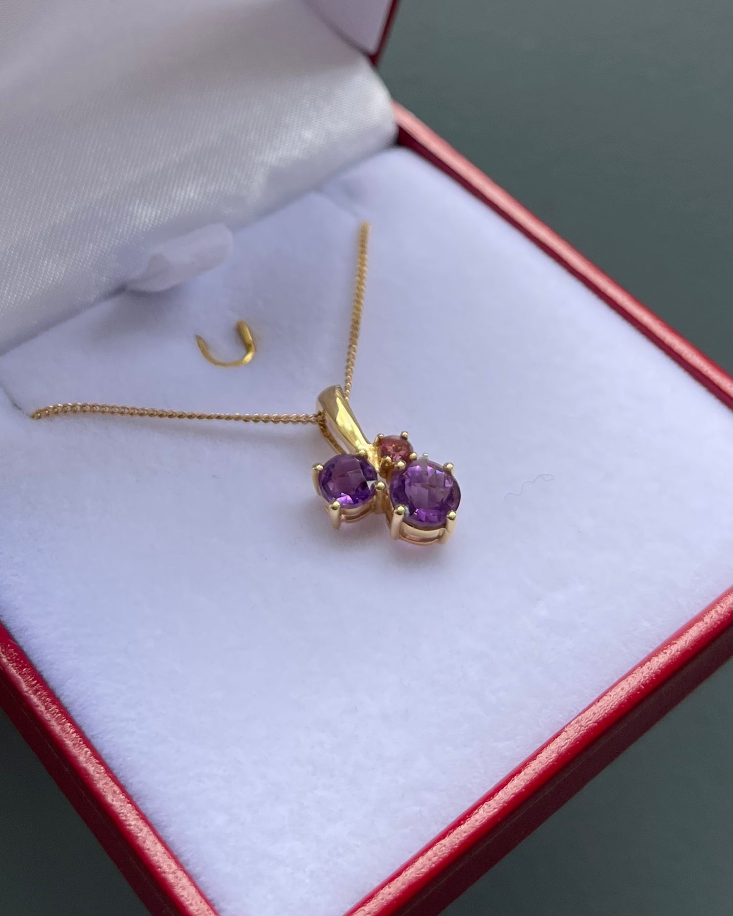 Pendentif Améthystes 1.45 carat, Grenat & Diamant "Aubane"