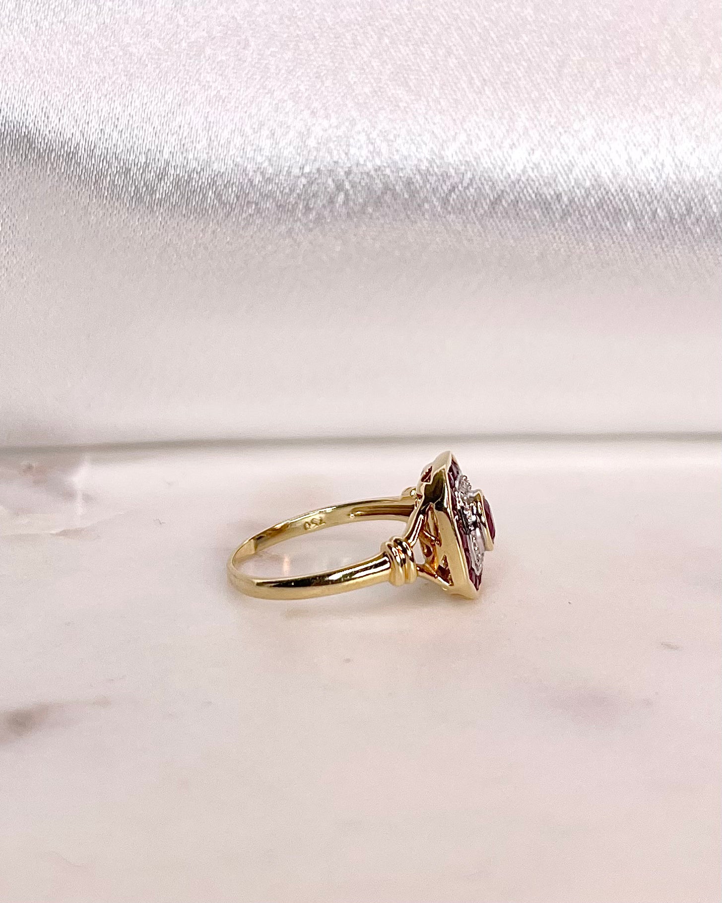 Art Deco Style Ring Ruby & Diamonds “Ivyelle”