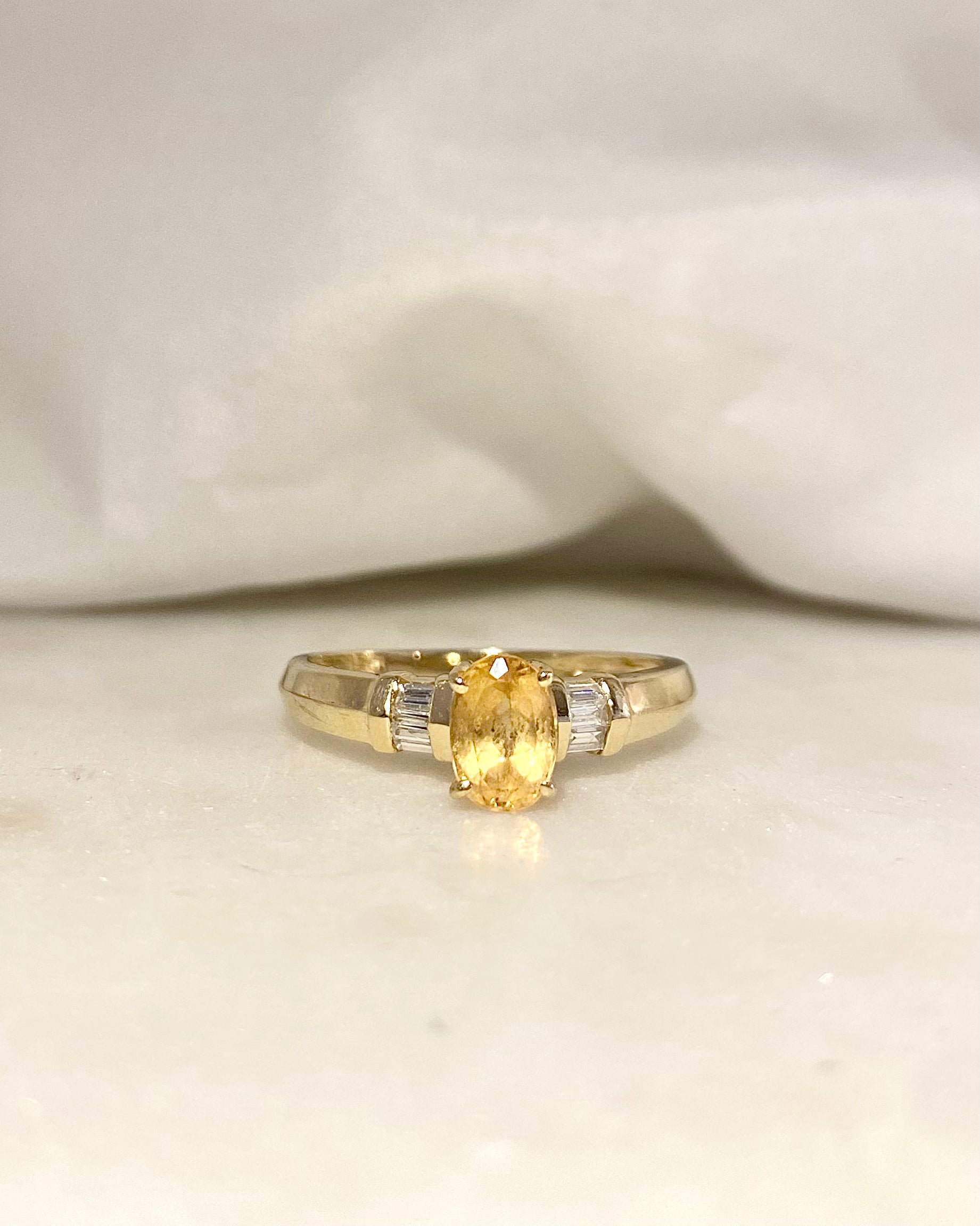 Trilogy Ring Yellow Topaz 1.20 carat and Diamonds “Loana”