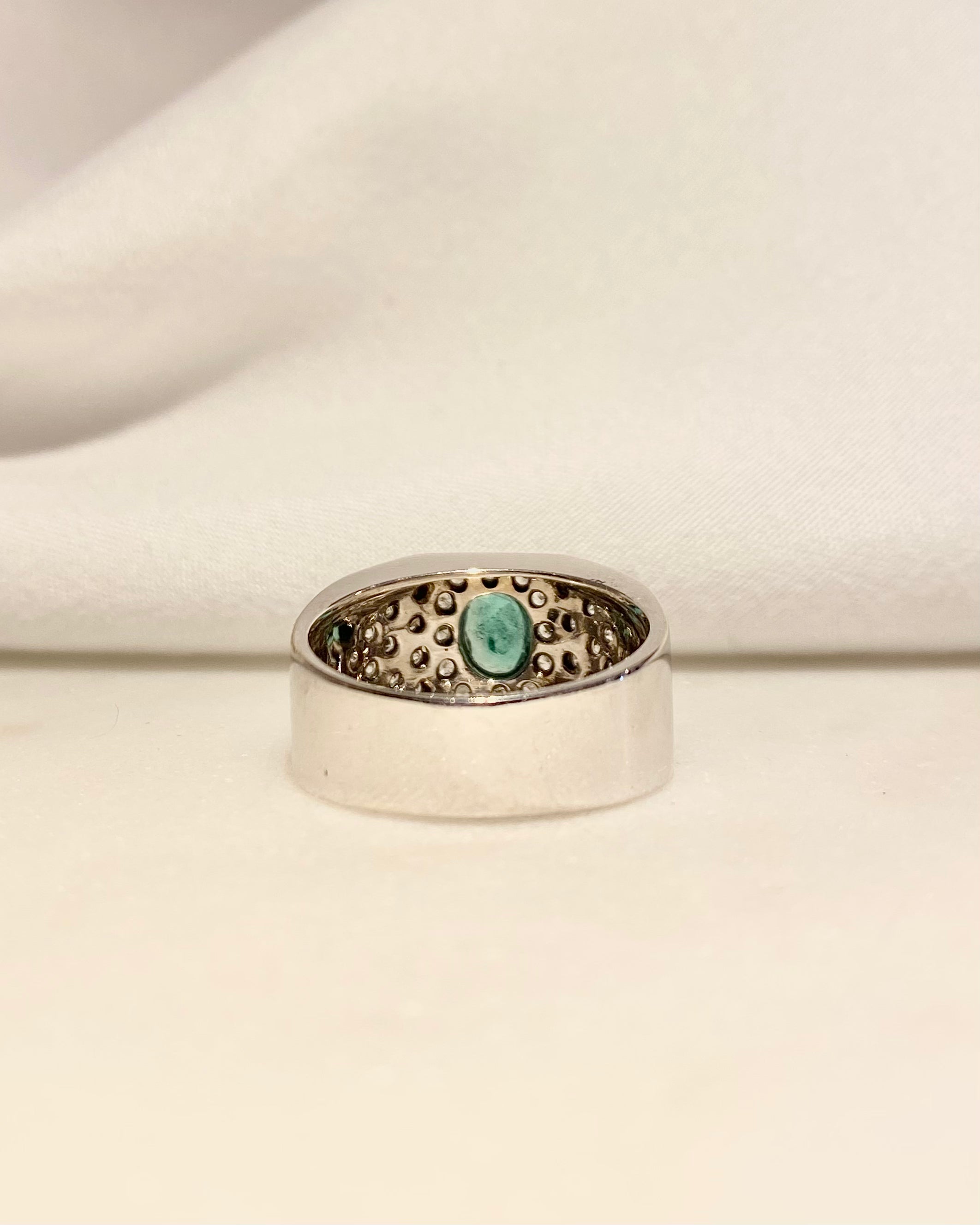 Bague Jonc Emeraude & 32 Diamants "Mélisse"