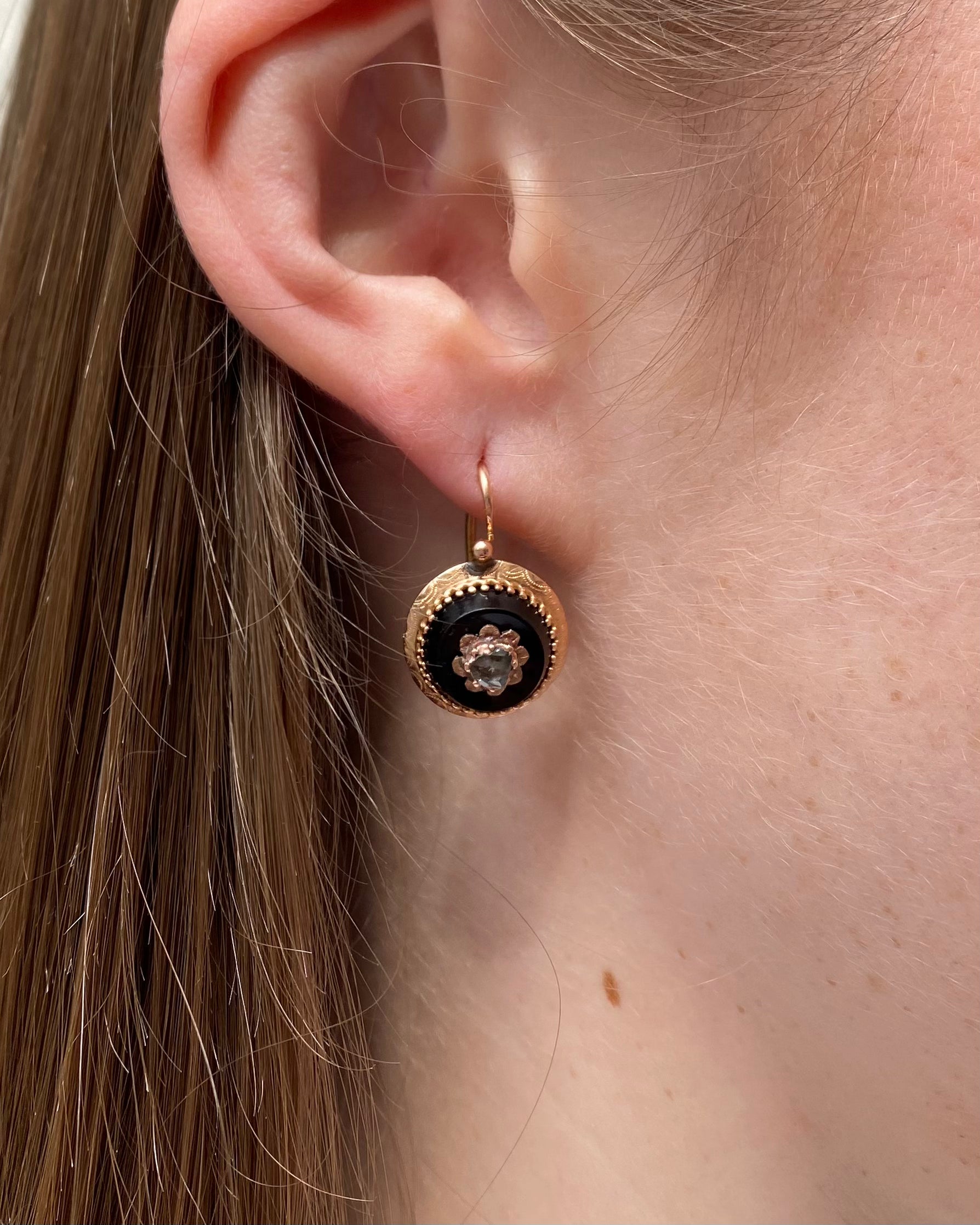 Dormeuses Napoléon III onyx & Diamants "Soraya "