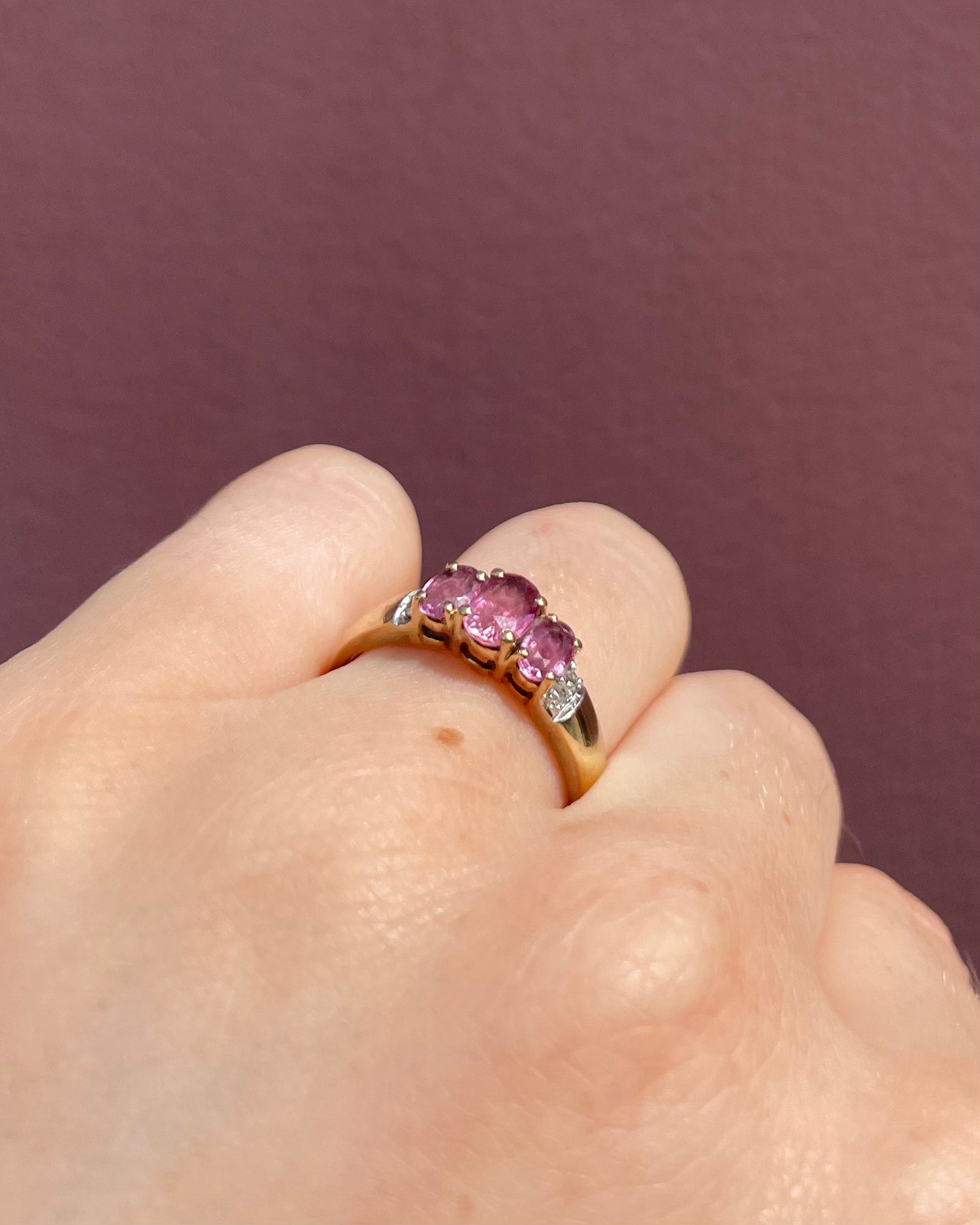 Trilogie Saphir Rose 1.30 carat & Diamants "Ilya"