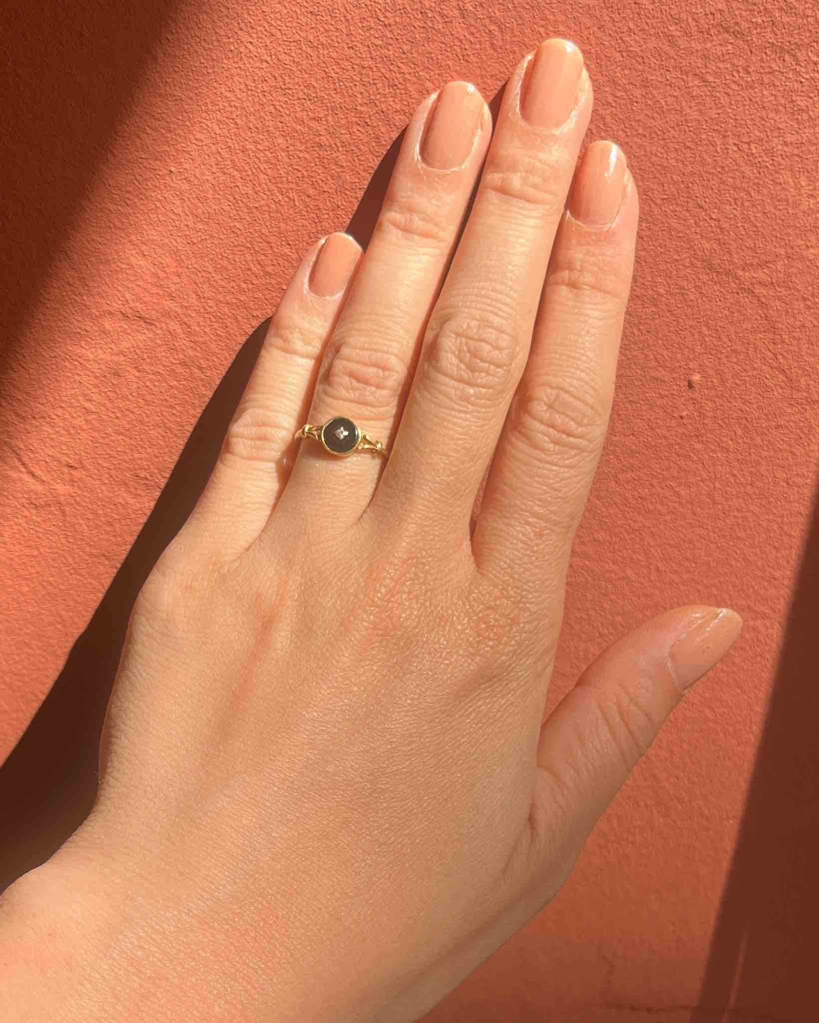 Bague vintage Onyx et Diamant "Amélia"