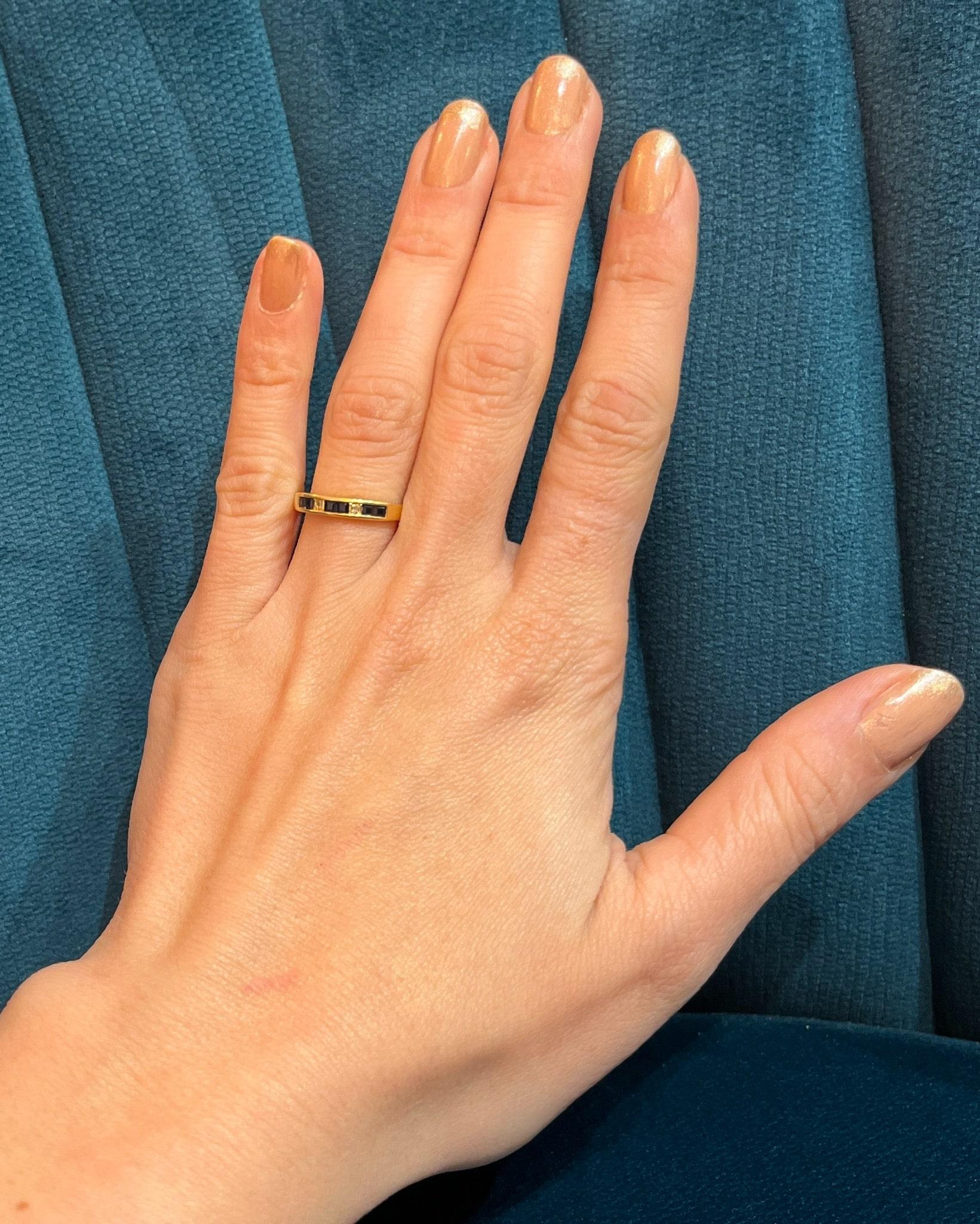 "Talya" sapphire & diamond half wedding band