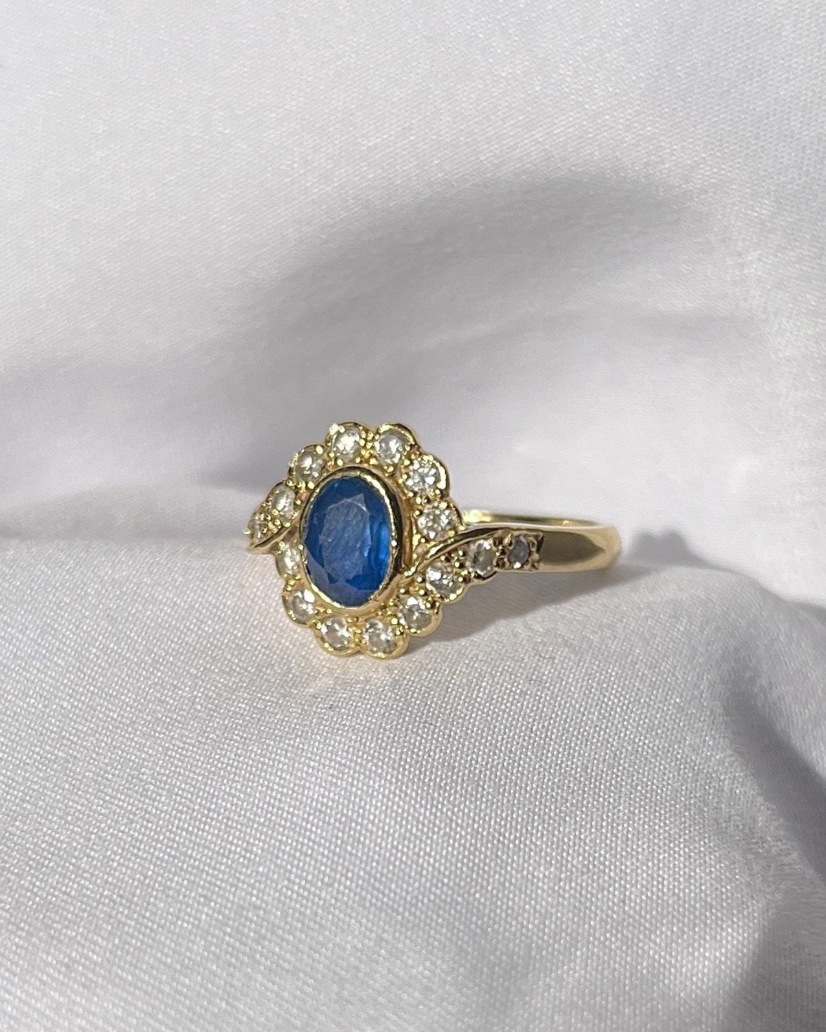 Bague Marguerite saphir & diamants "Soline"