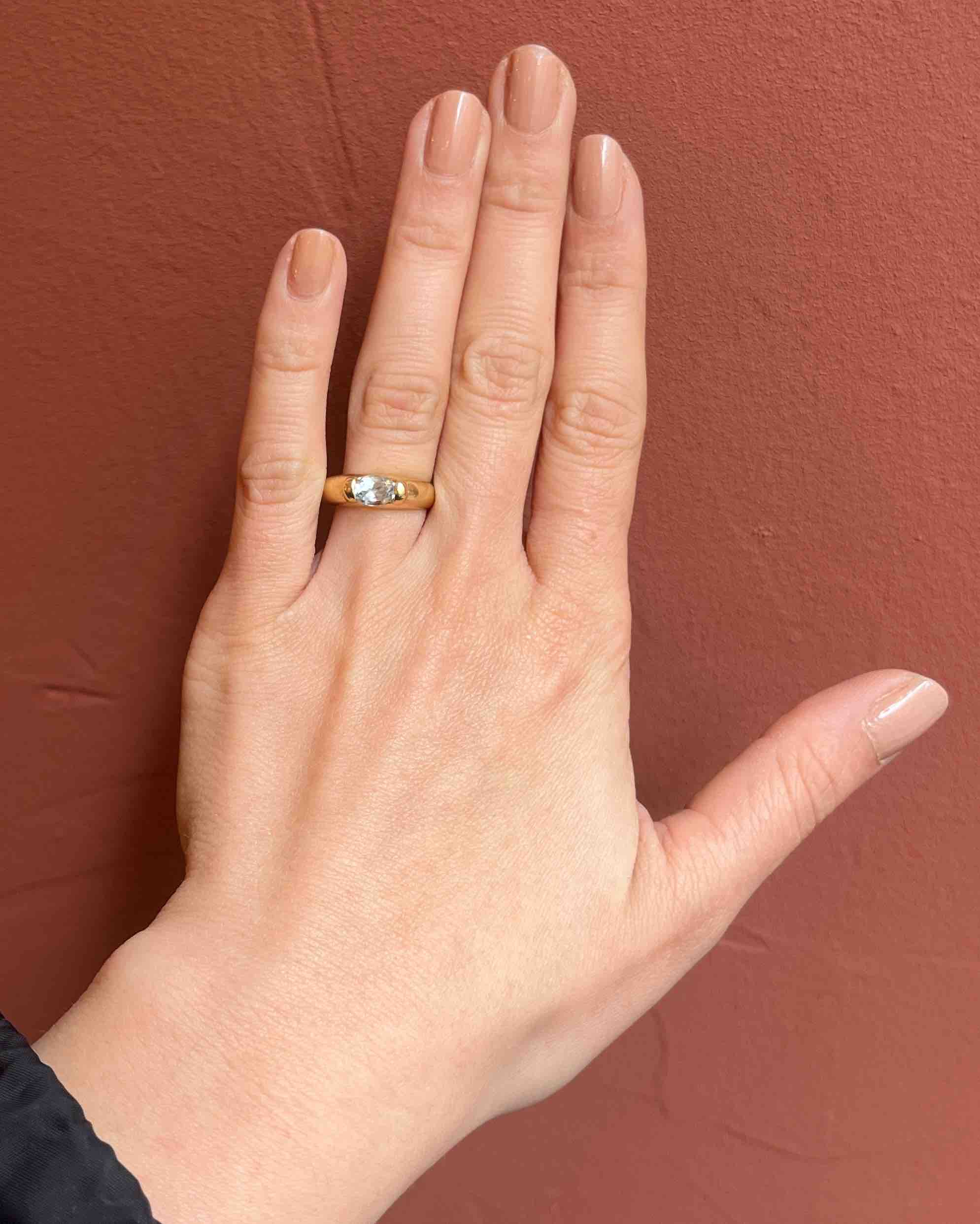 Bague Vintage Jonc Aigue-marine "Kaye"