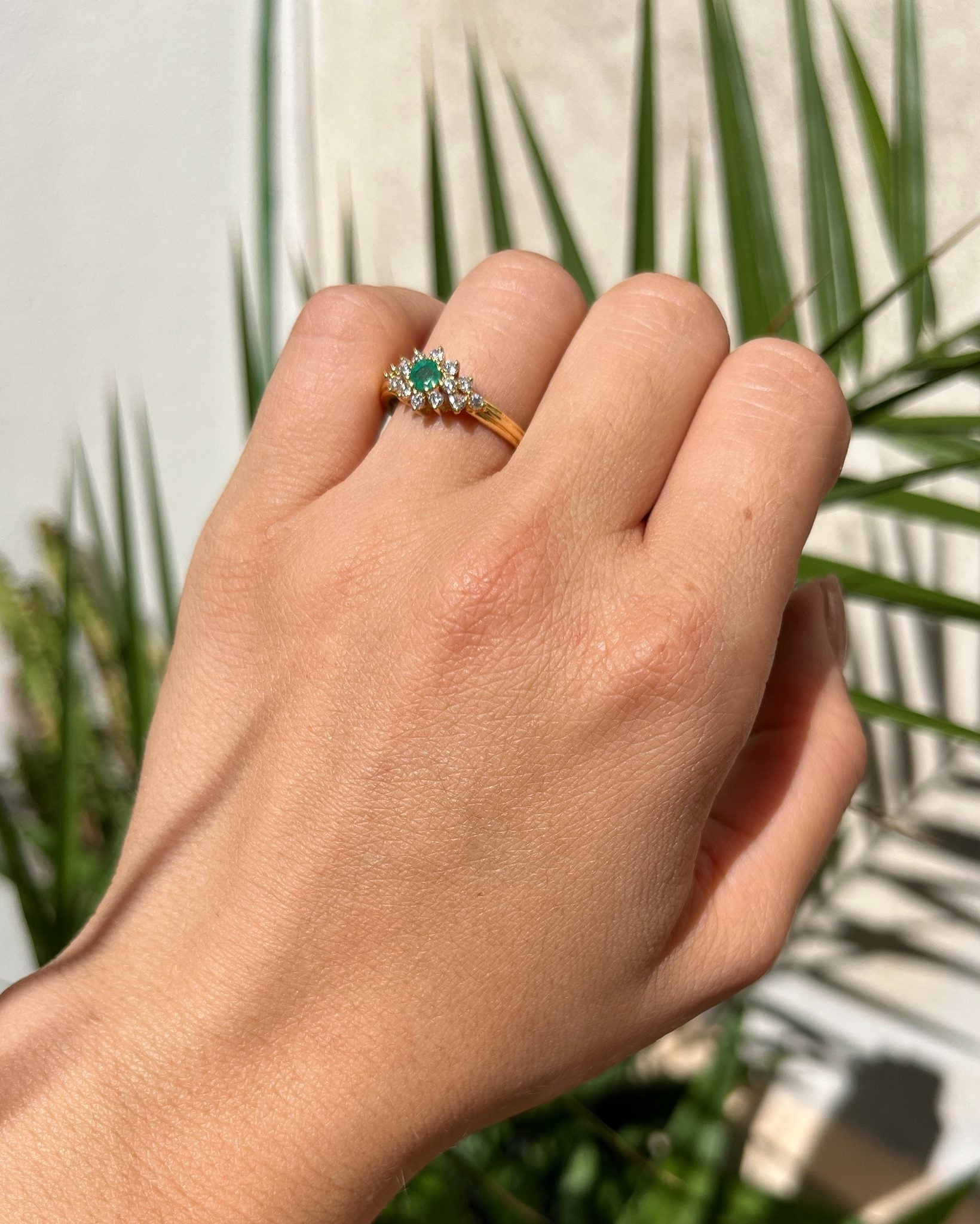 Bague marguerite émeraude vintage "Yaelle "