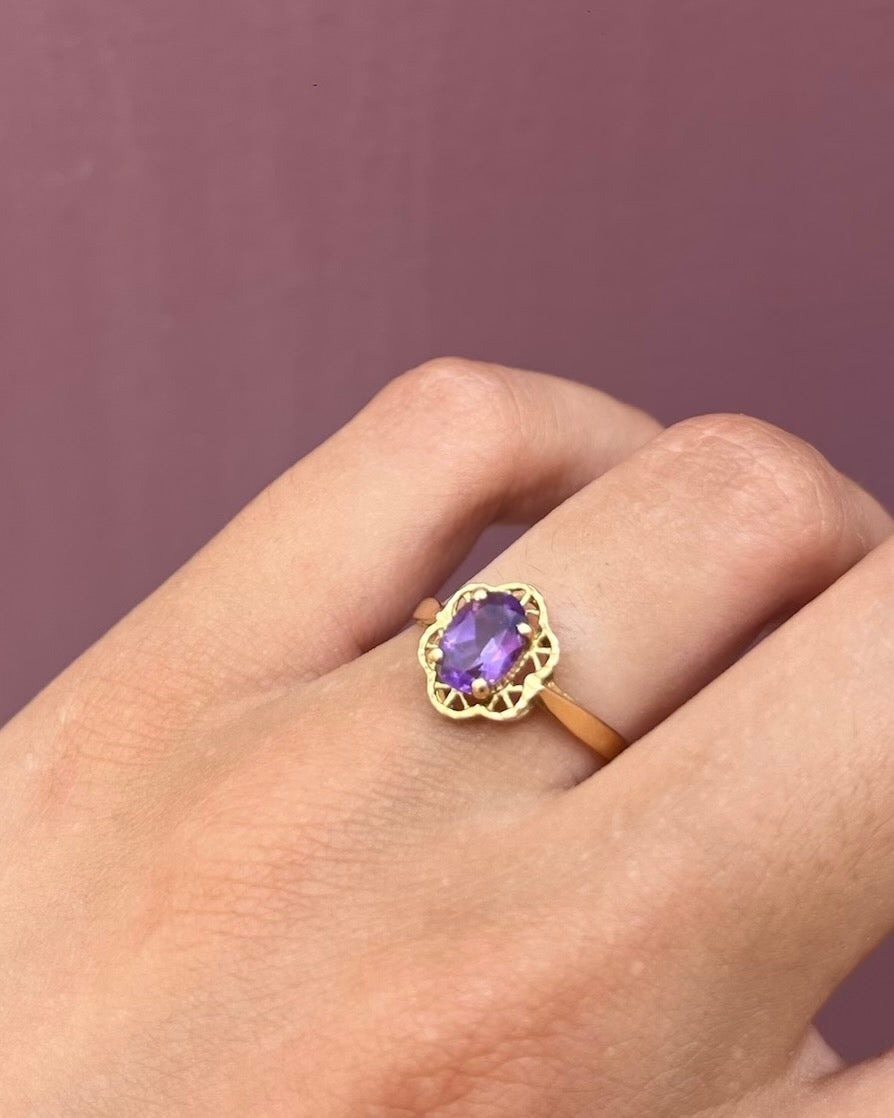 Bague Cocktail Fleur Améthyste "Anis"
