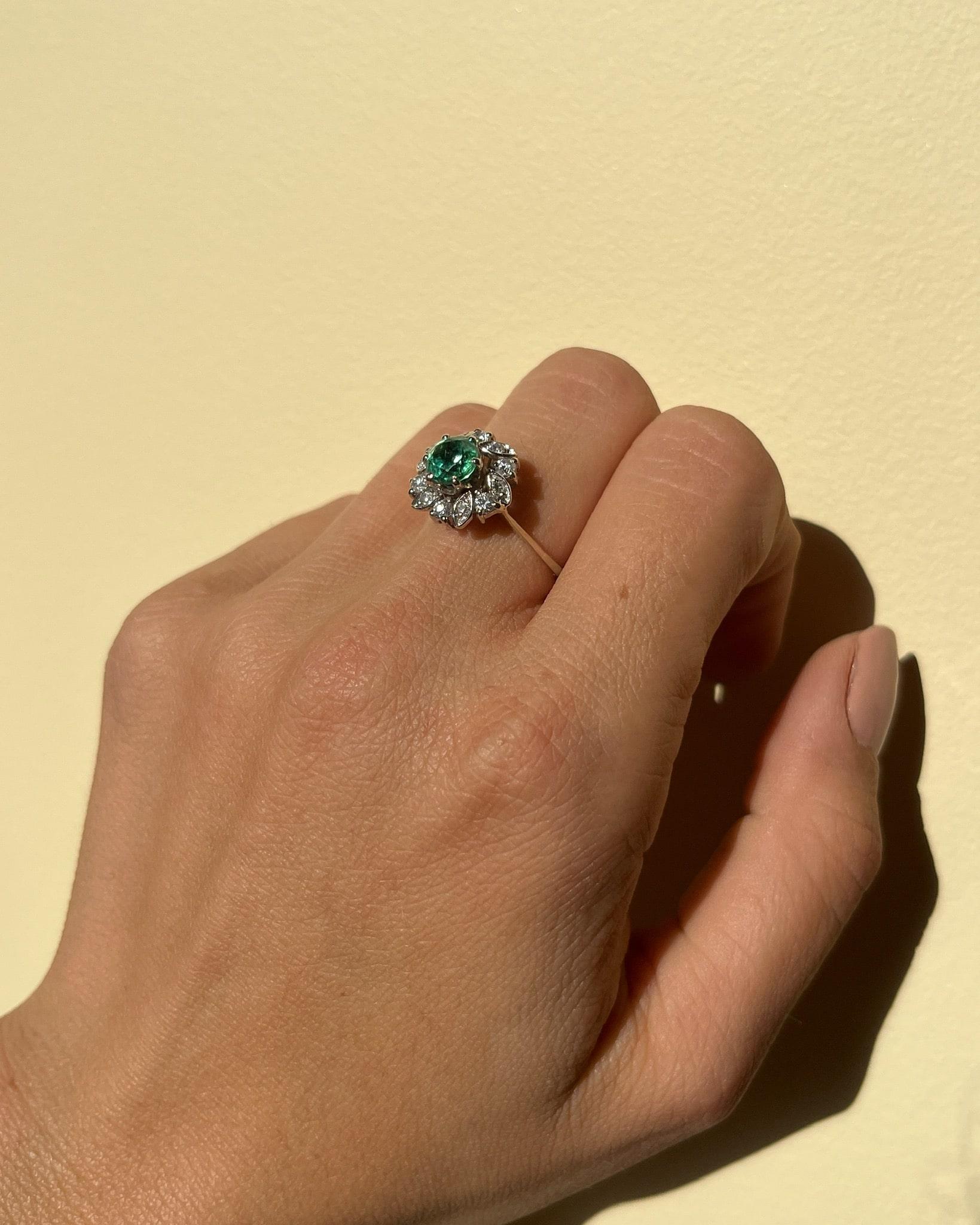 Bague marguerite Tourmaline & diamants "Manaé"