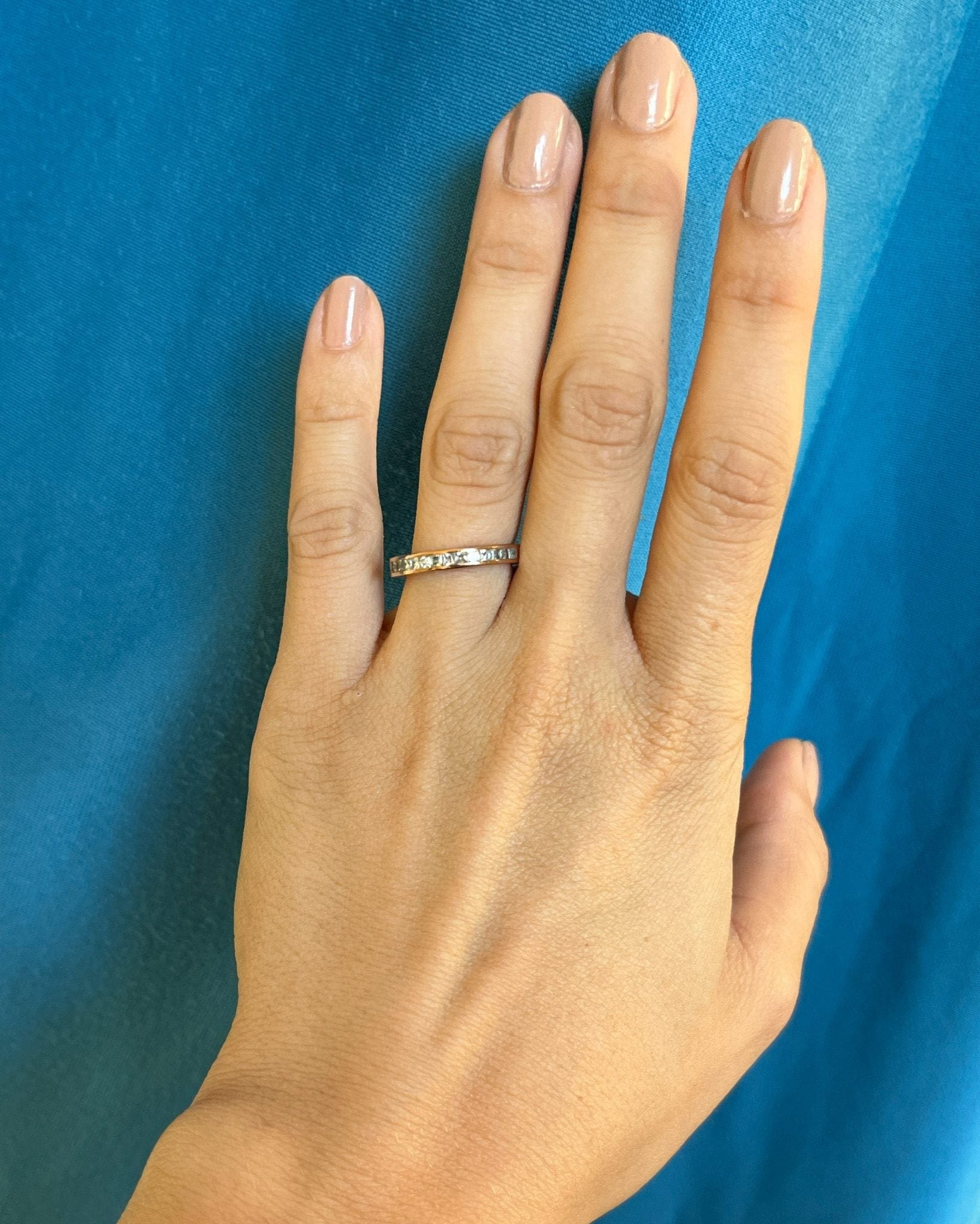 American Aquamarine "Selena" Half Wedding Band