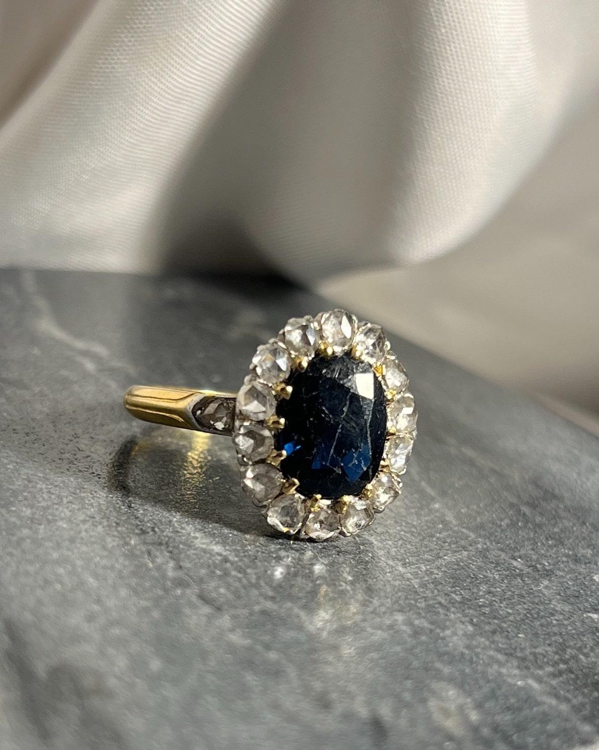 "Etna" Sapphire & Diamond Daisy Ring