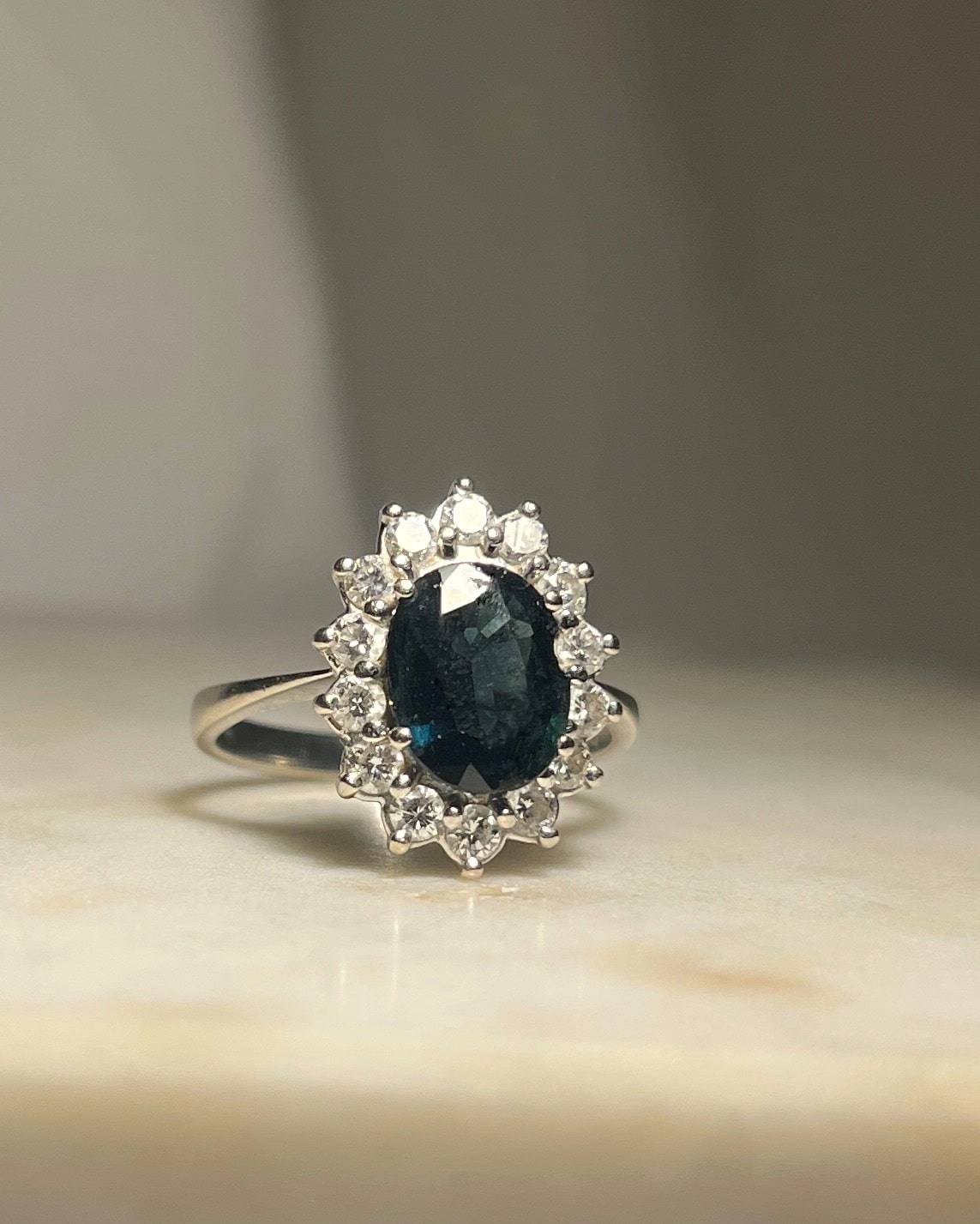 Bague marguerite saphir & diamants "Sylia"