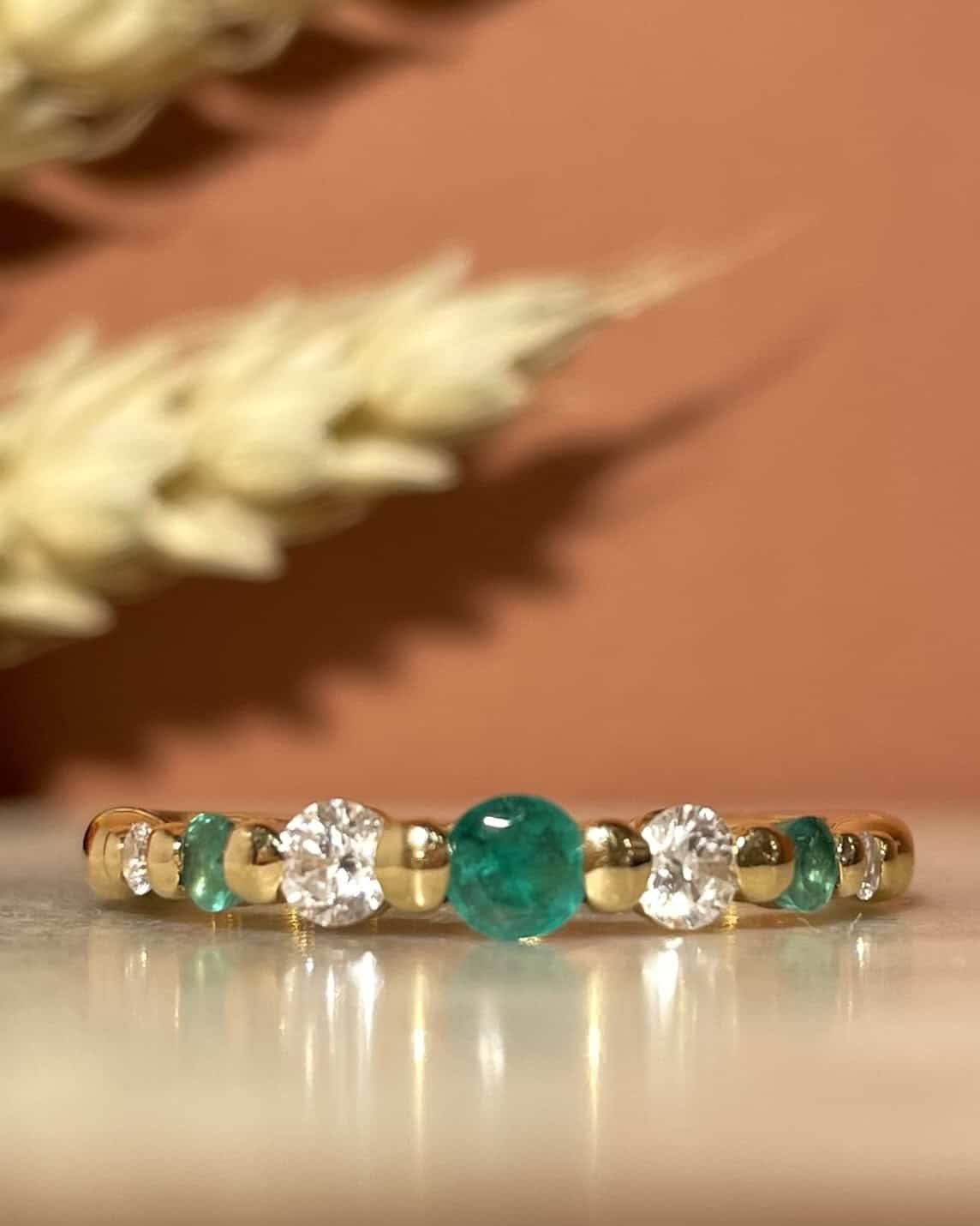 Demi Alliance Emeraudes & Diamants "Bertille"