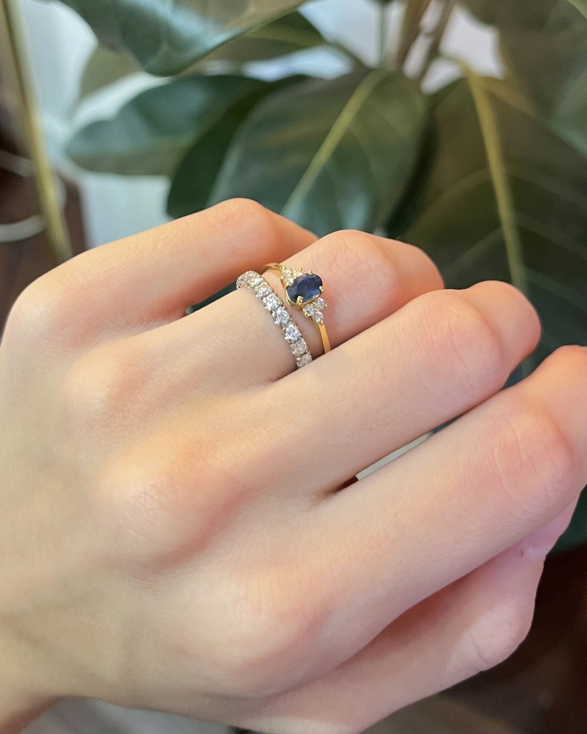 Bague Trilogie Saphir 0.70 carat & 6 Diamants "Jayda"