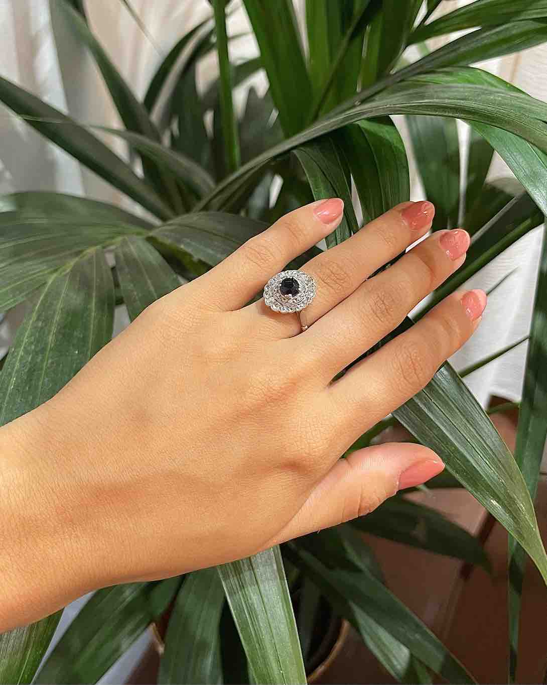 Art Deco Sapphire & 34 Diamonds "Elijah" Ring