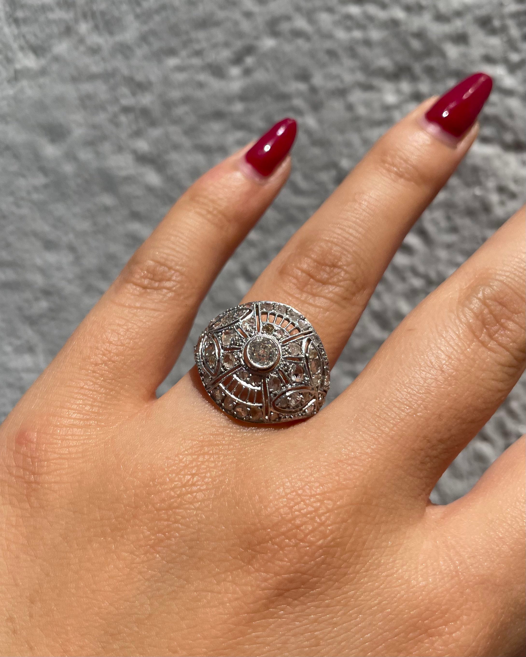 Bague style Art-Déco Diamants 0.93 carat "Zeya"