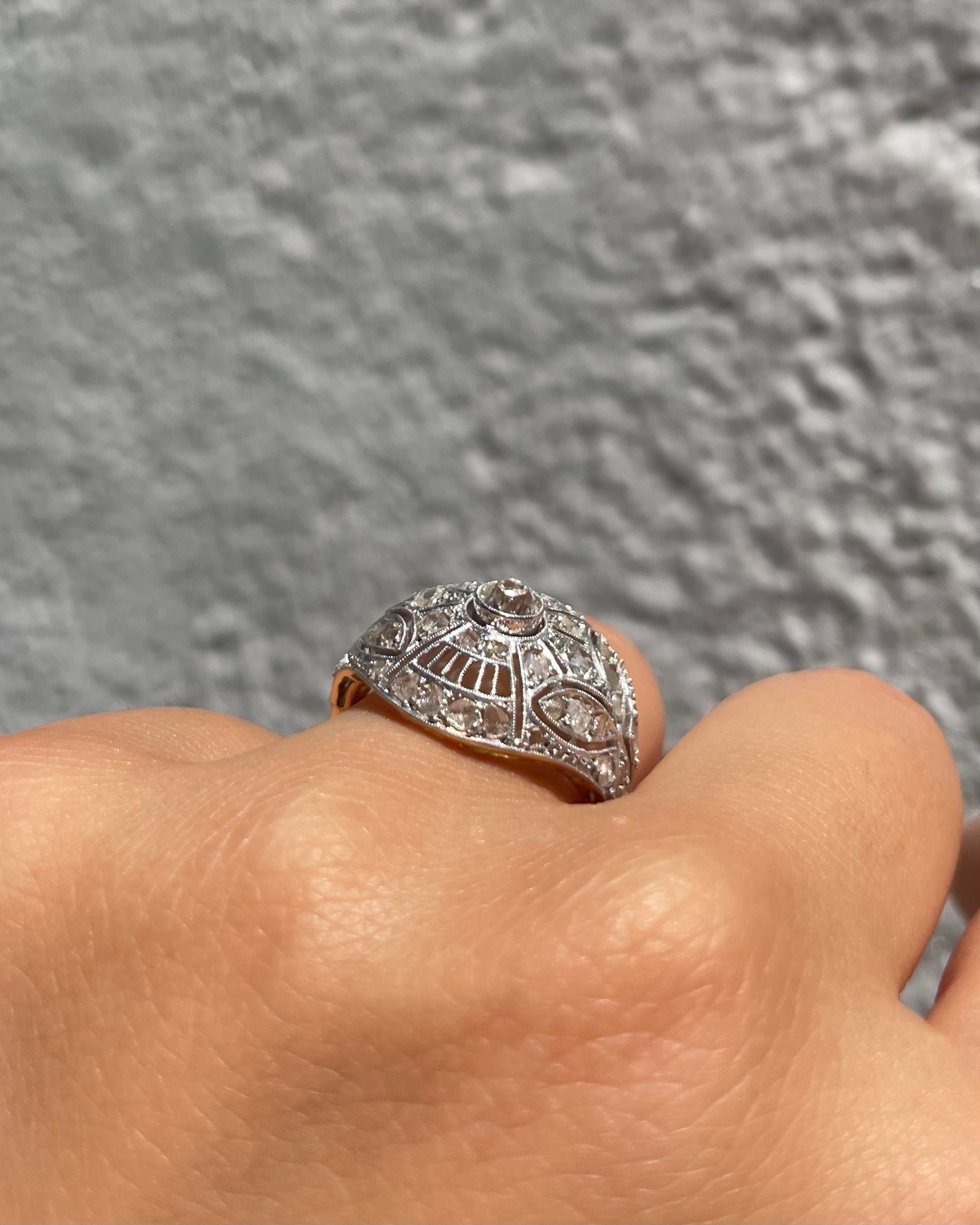 Bague style Art-Déco Diamants 0.93 carat "Zeya"