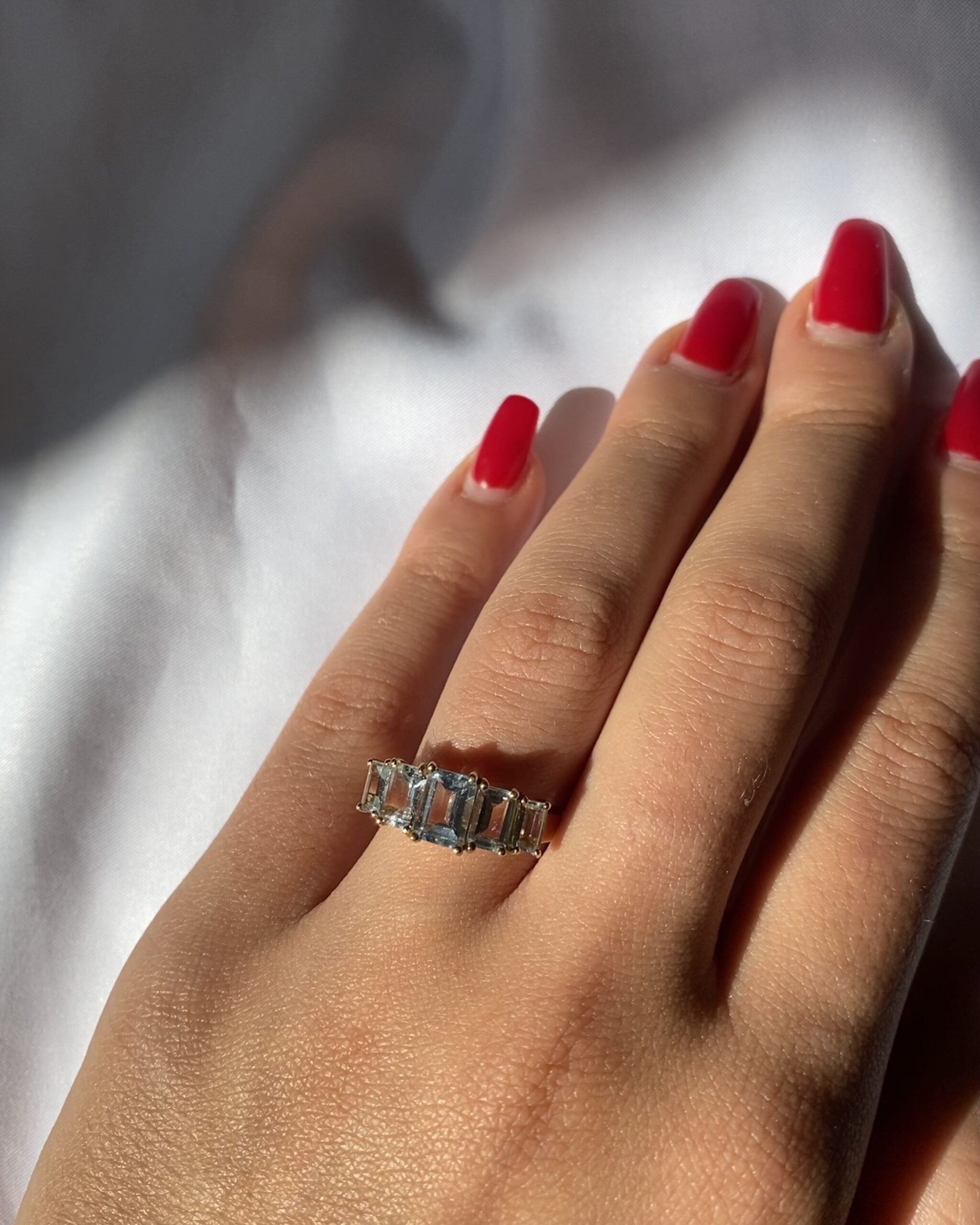 Bague Rivière Aigue-Marine "Manuella"