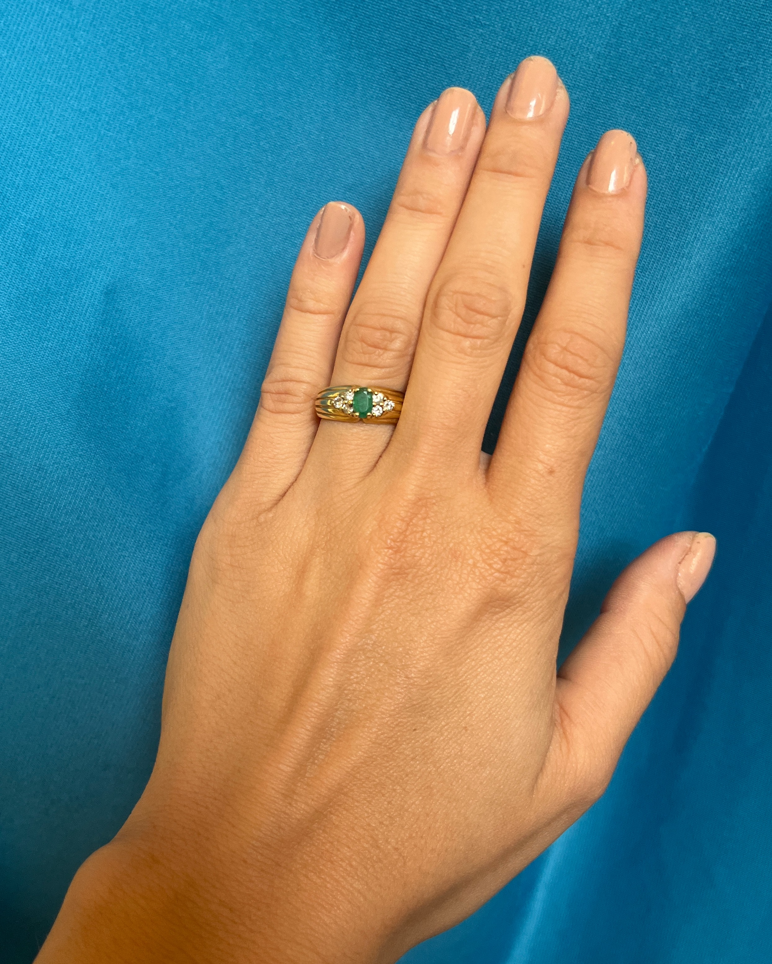 Bague Jonc émeraude & diamants "Cloélie"