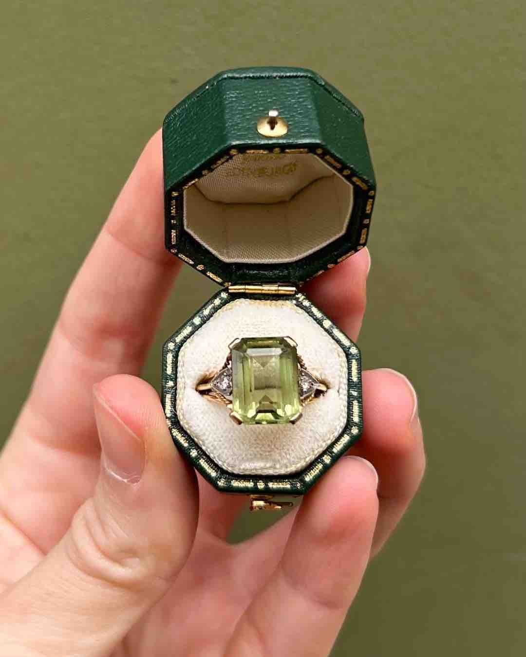 5 Carat Prasiolite & Diamond Cocktail Ring "Soline"