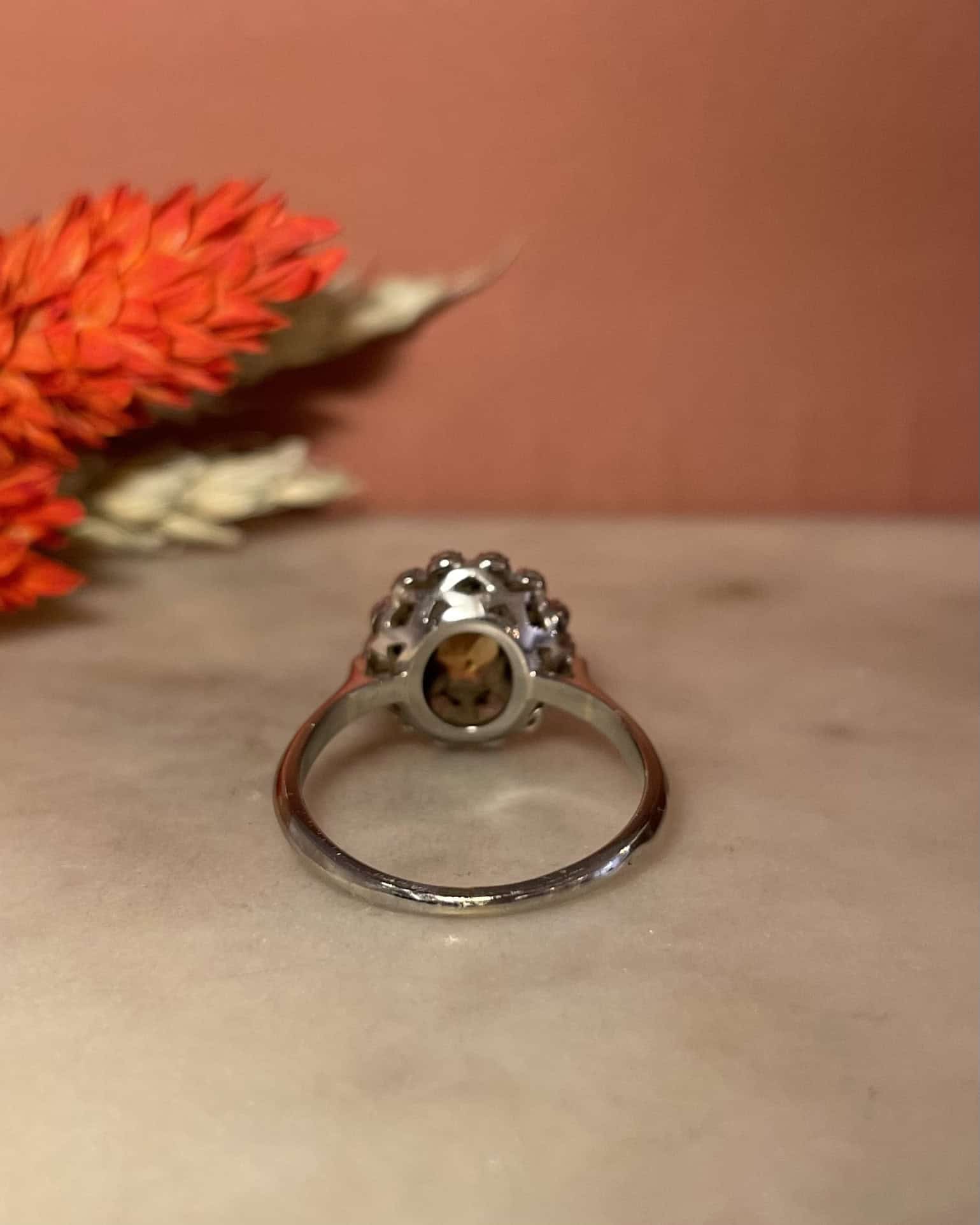 Anillo "Michelle" de citrino y margarita de 0,60 quilates con diamantes