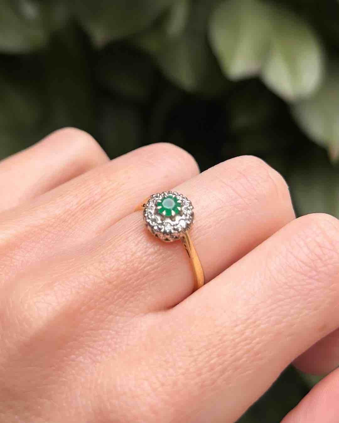 Bague Marguerite Émeraude & Diamants "Adeline"