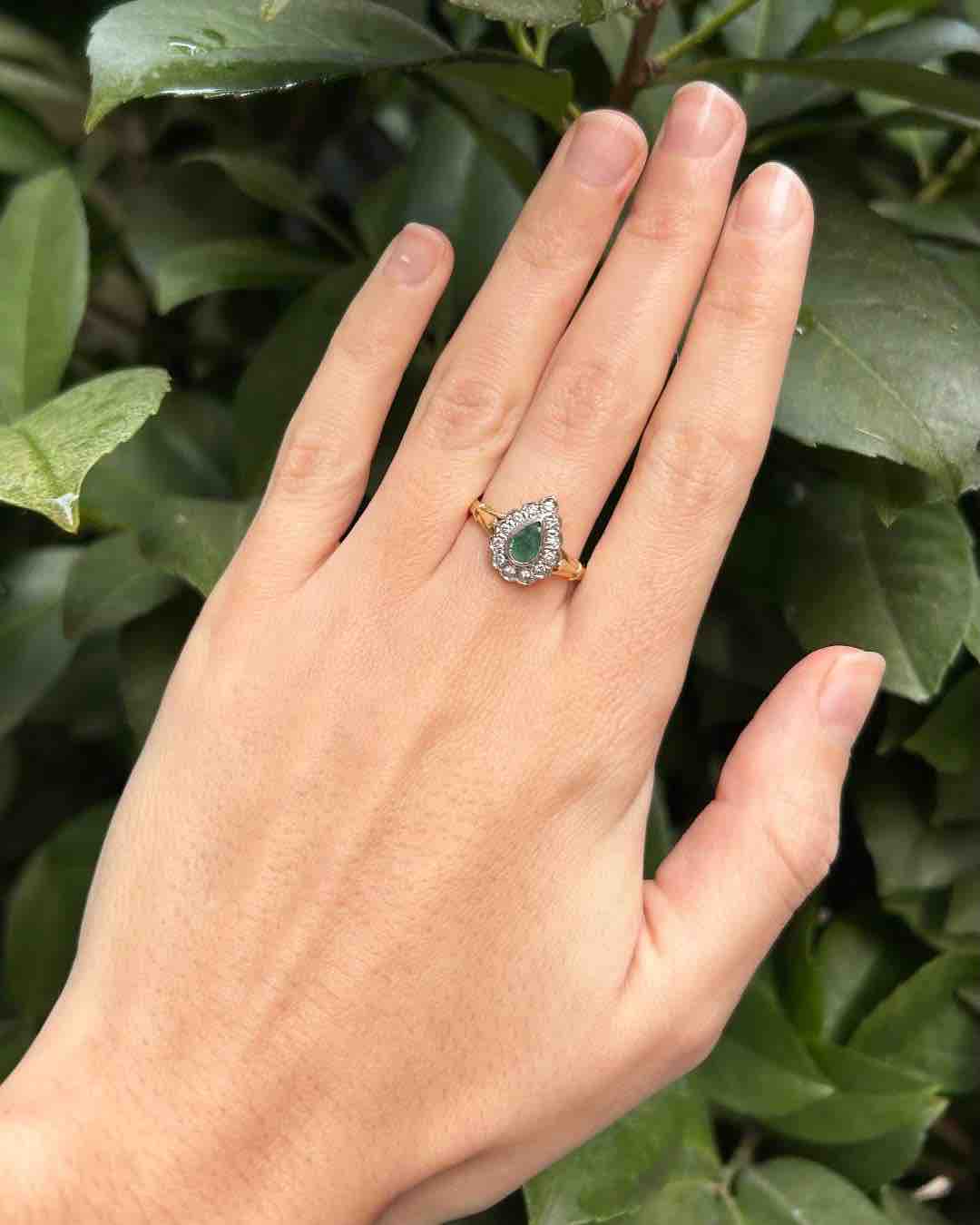 "Mathilda" Emerald & Diamond Daisy Ring