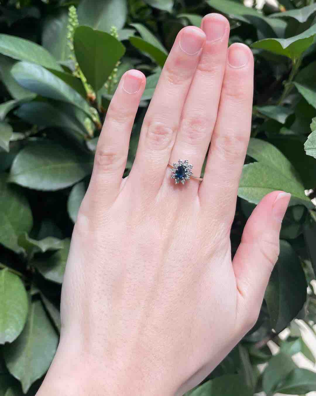 Sapphire & Diamond Daisy Ring "Iris"