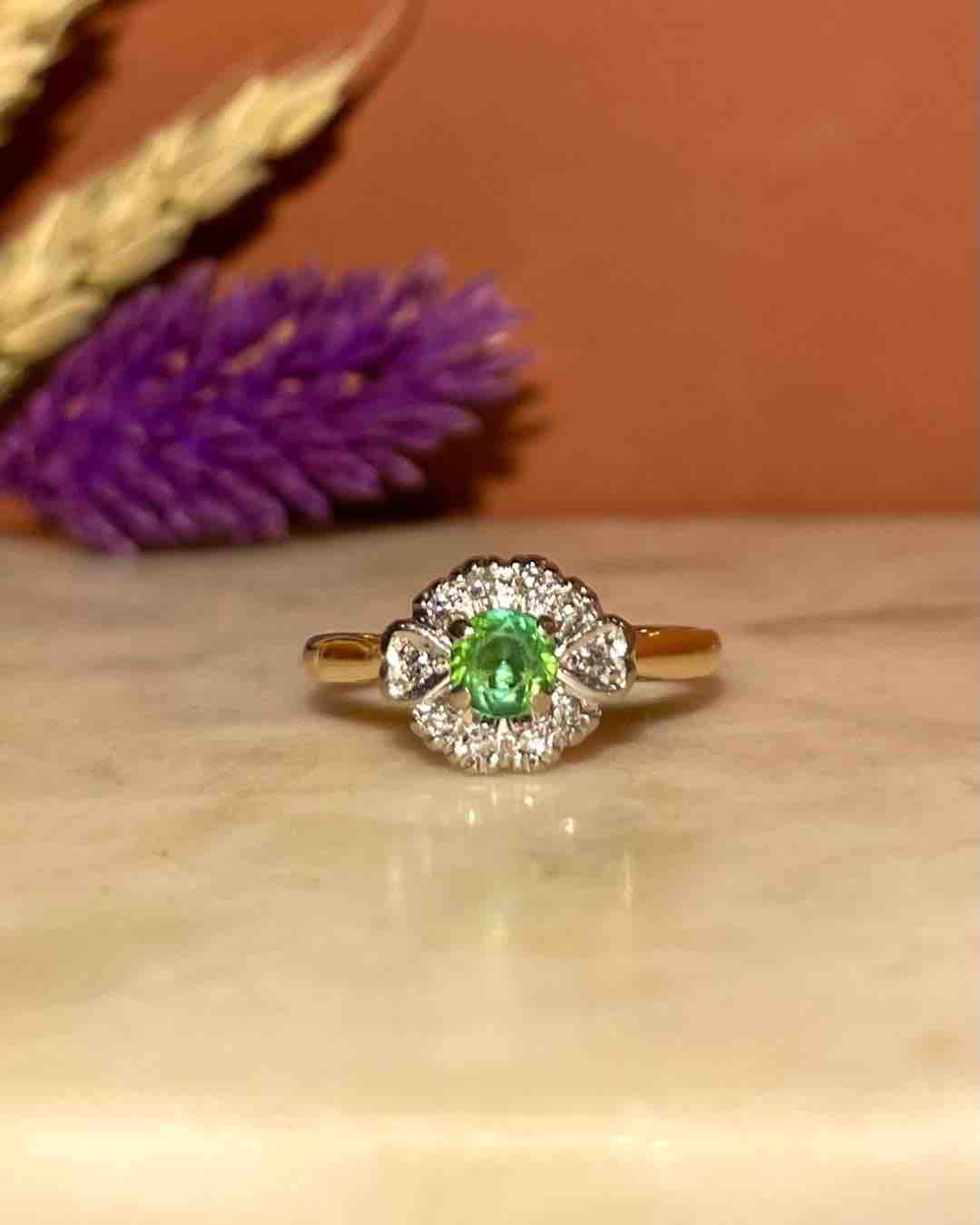 Bague Marguerite Tourmaline & Diamants "Ophélie"
