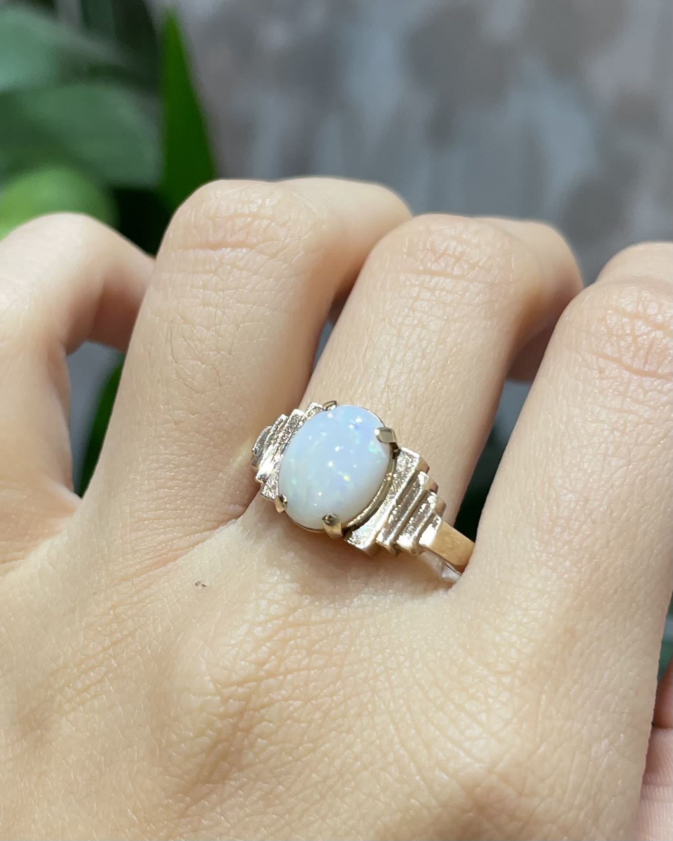 Anillo brazalete de ópalo art déco "Jany" de 1 quilate