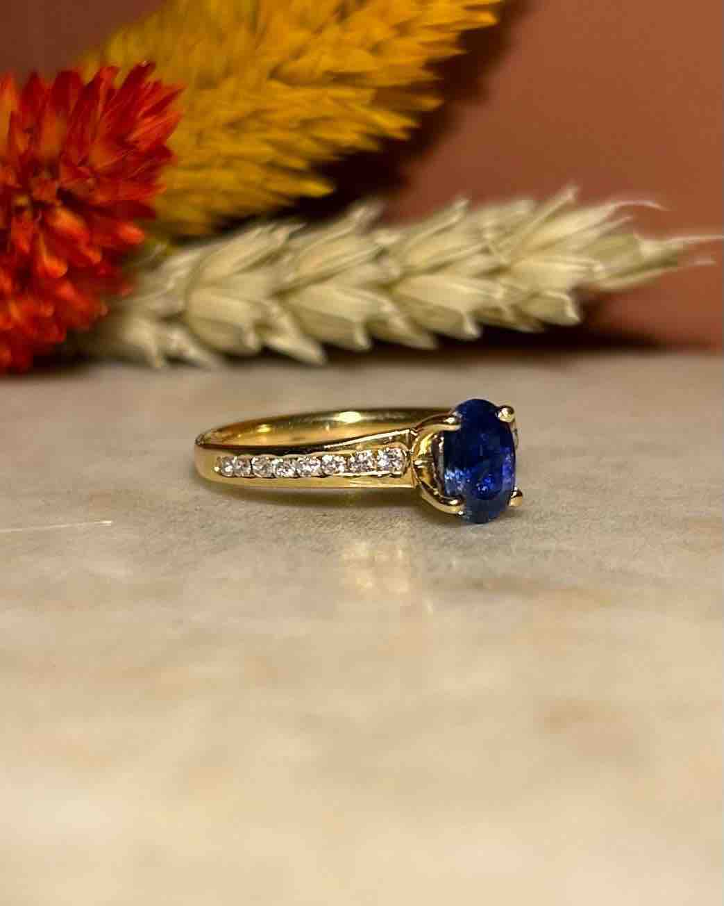 Bague Solitaire Saphir & Diamants "Laurianne"