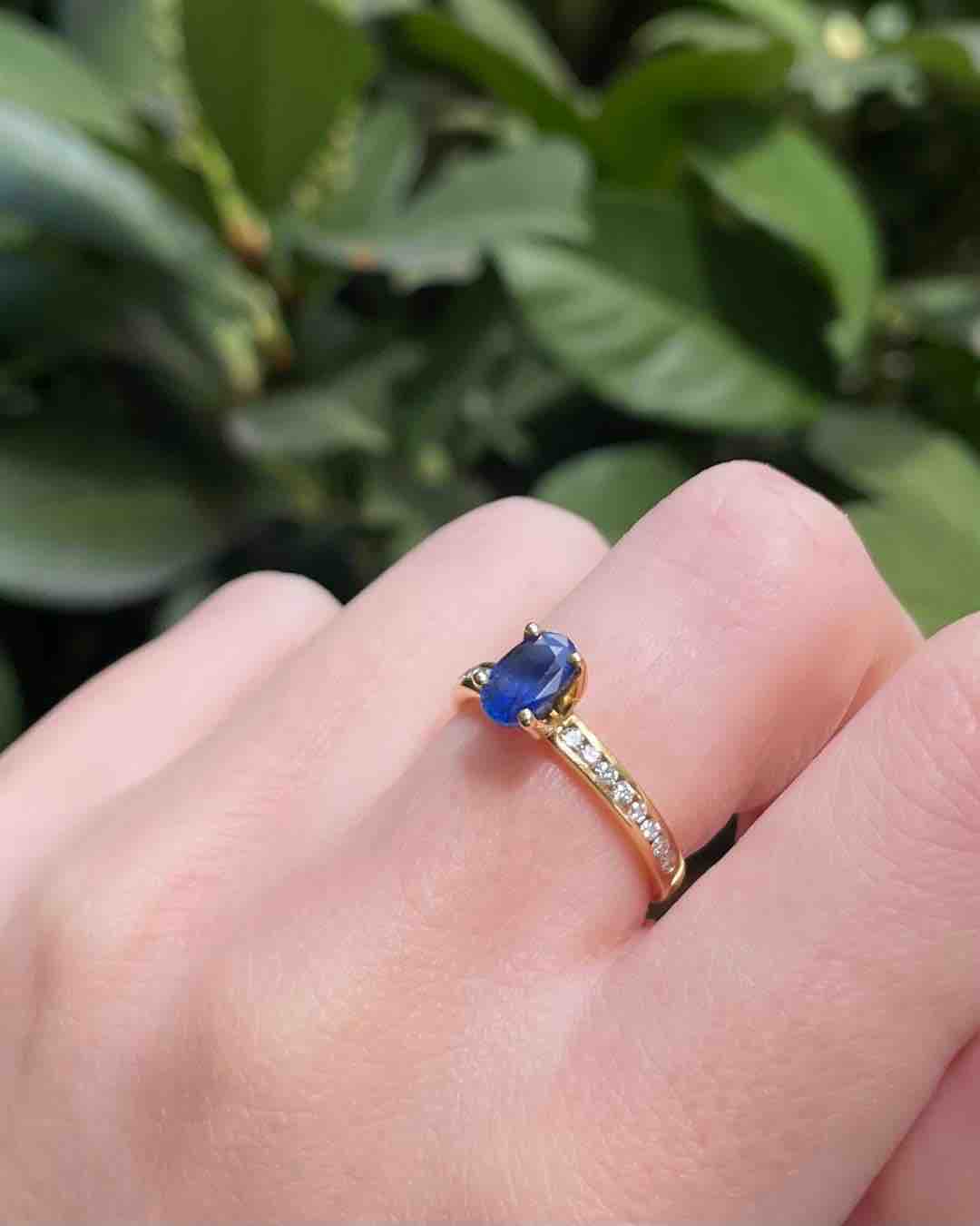 Bague Solitaire Saphir & Diamants "Laurianne"