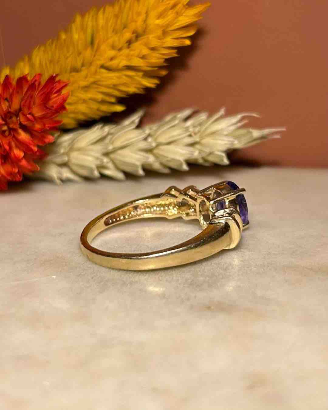 "Marjorie" Tanzanite & Diamond Solitaire Ring