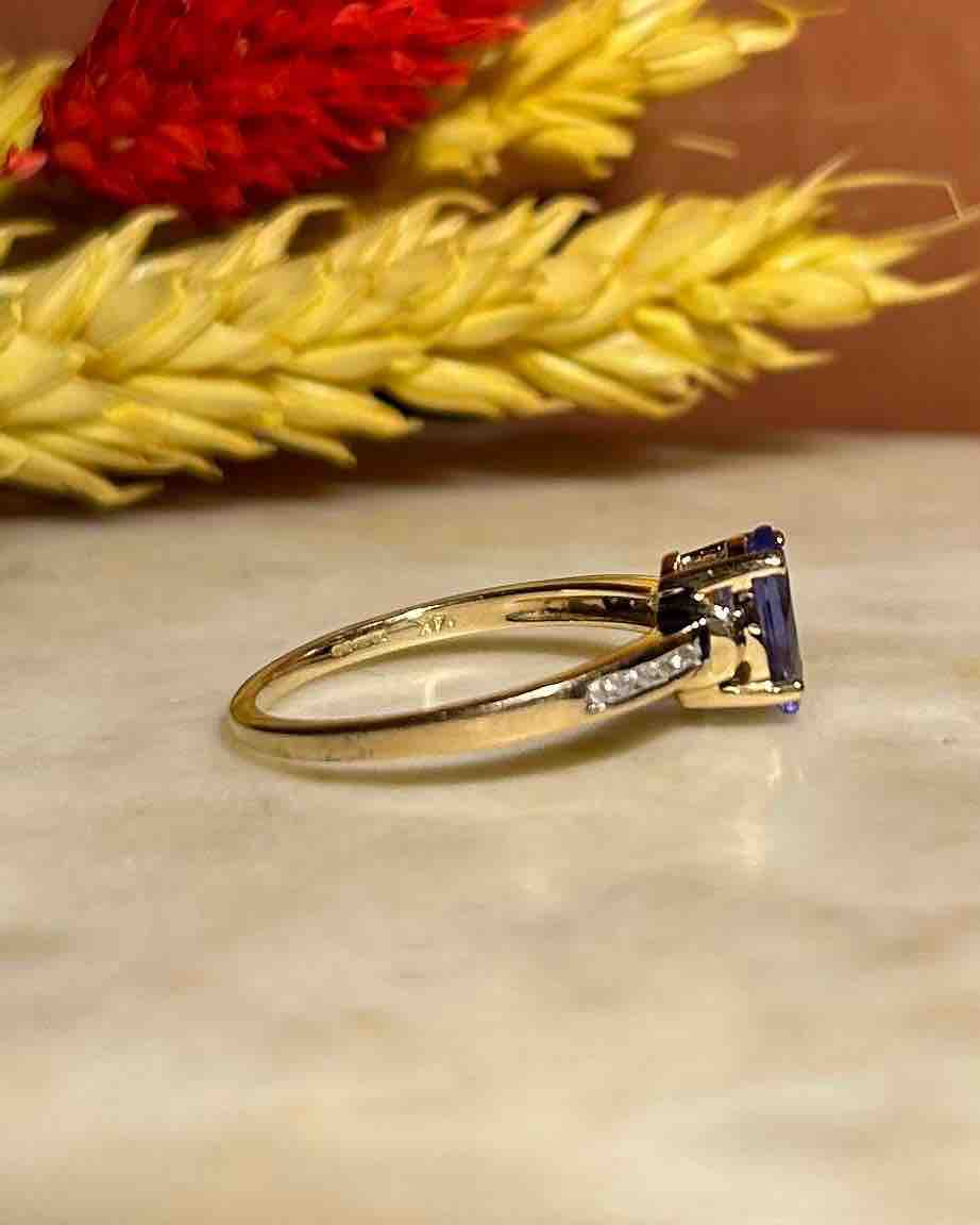 "Megan" Tanzanite & Diamond Solitaire Ring