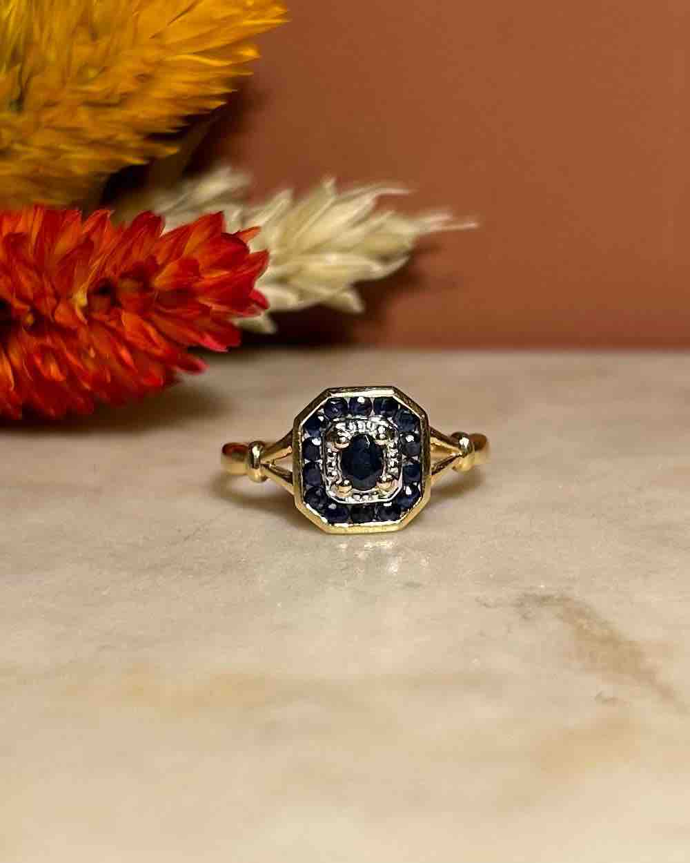 Art Deco Style Sapphire Ring "Adelaide"