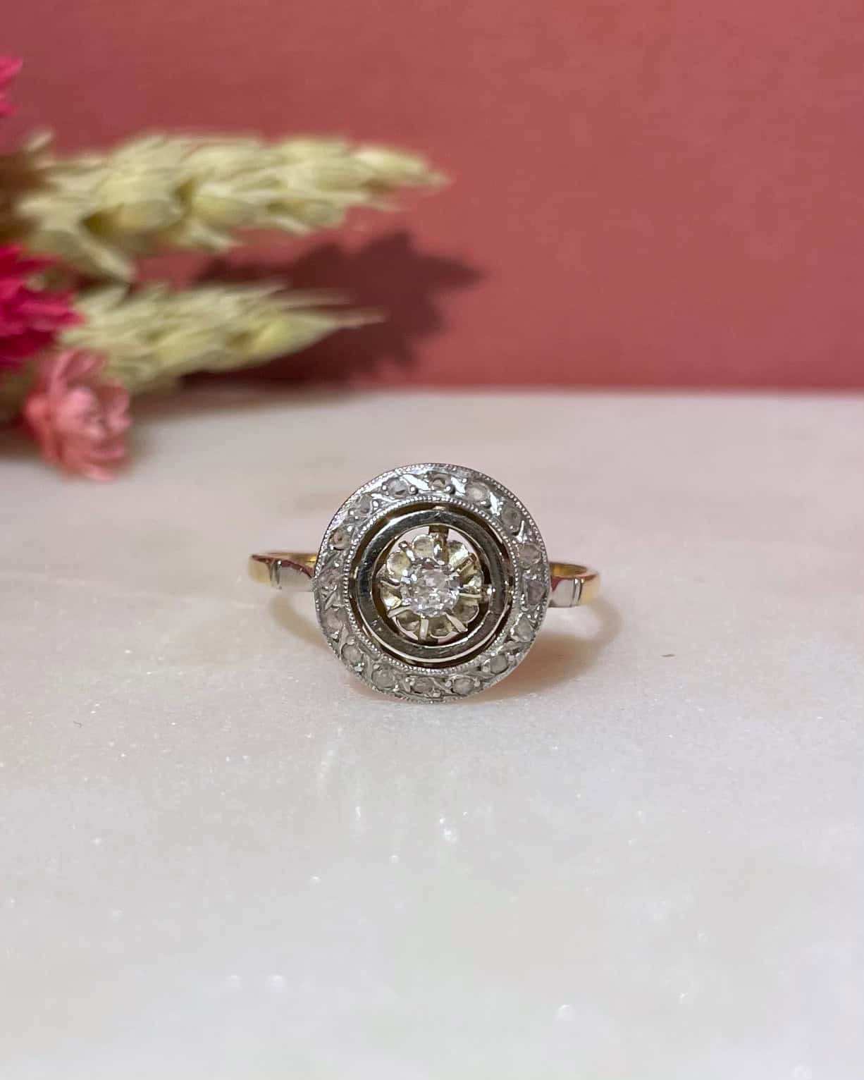 Bague Vintage Art - déco Diamants "Rose" - Elliade Paris