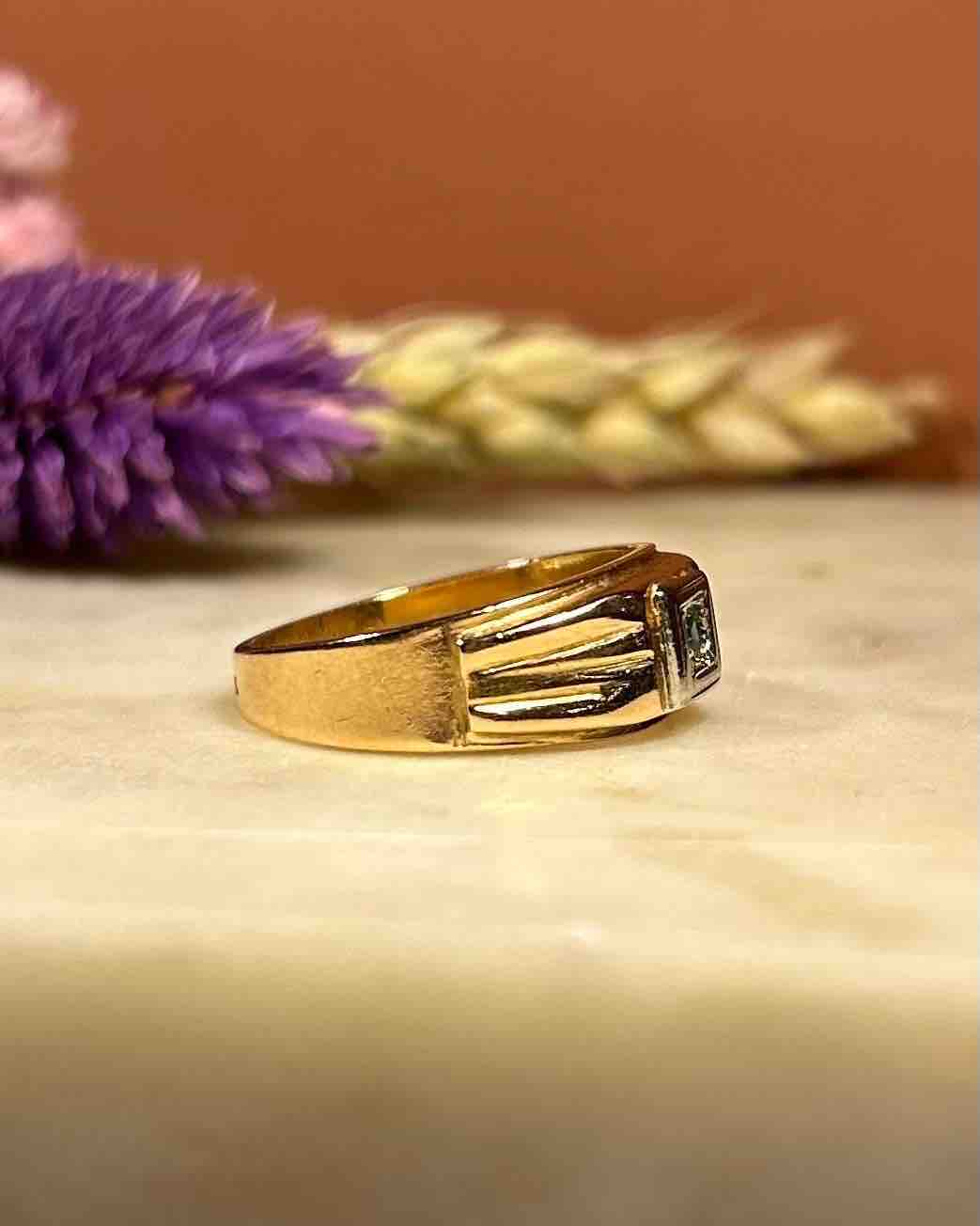 Bague Vintage Jonc Émeraude "Hortensia"