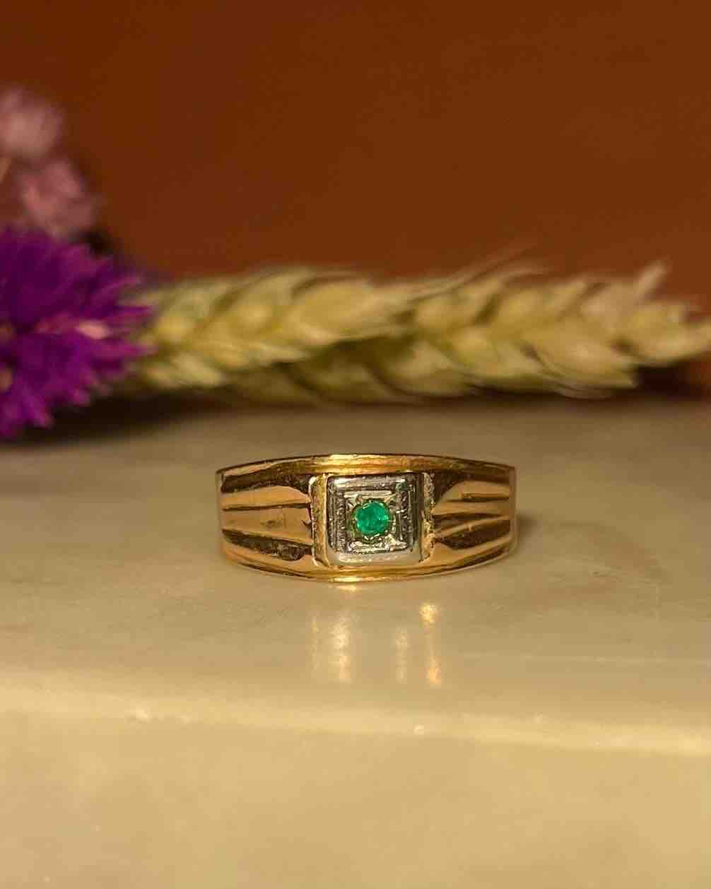 Bague Vintage Jonc Émeraude "Hortensia"