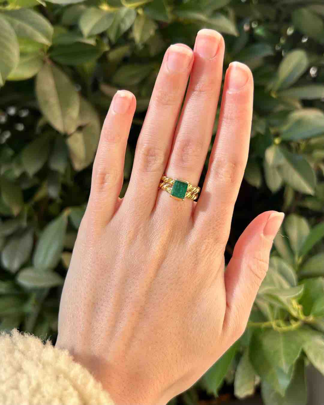 Bague Vintage Jonc émeraude "Elena"
