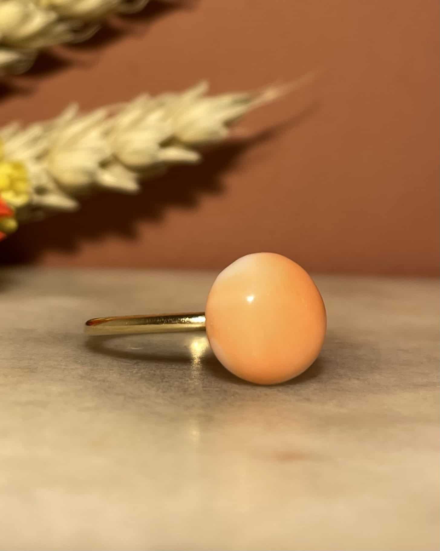 Bague Solitaire Corail Peau d&