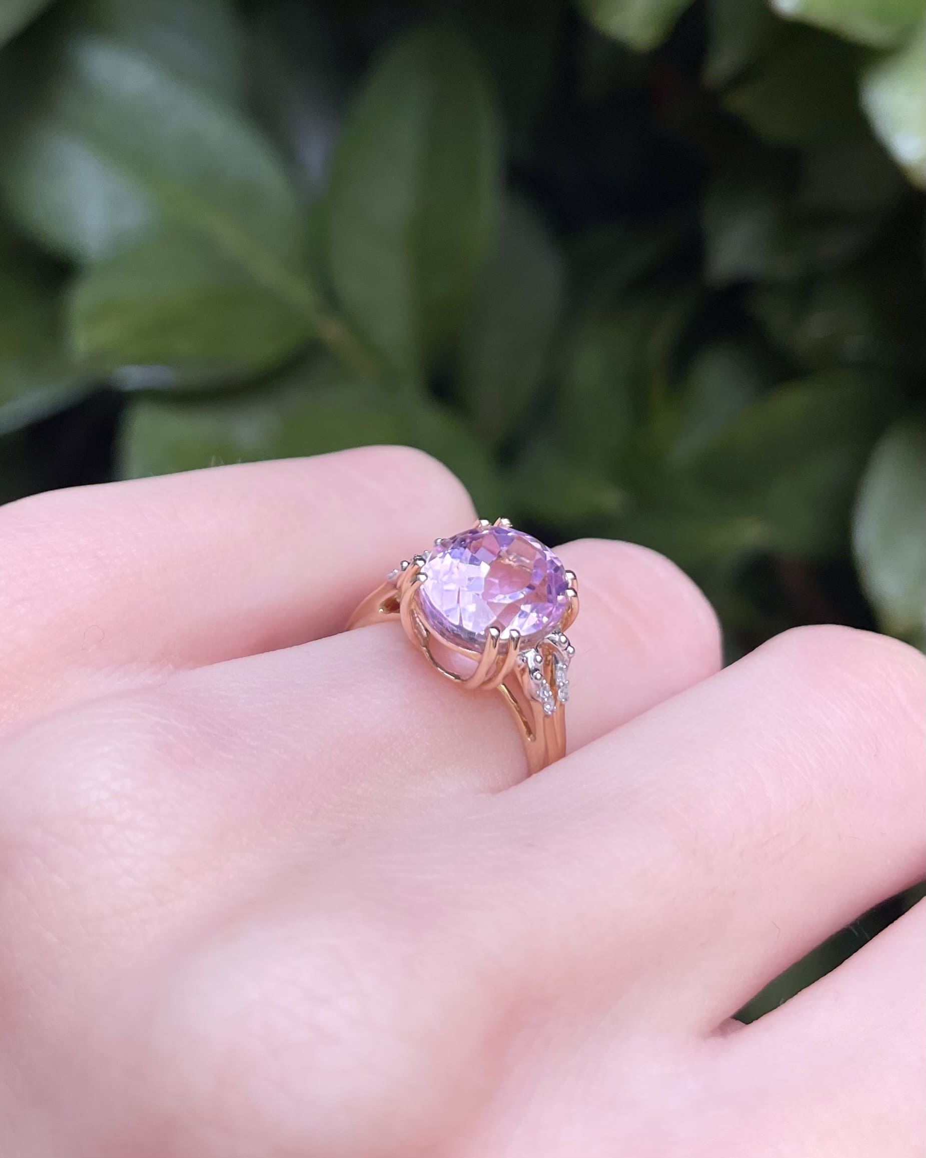Bague Cocktail Kunzite 5.30 Carats & 4 Diamants "Joshuanna"