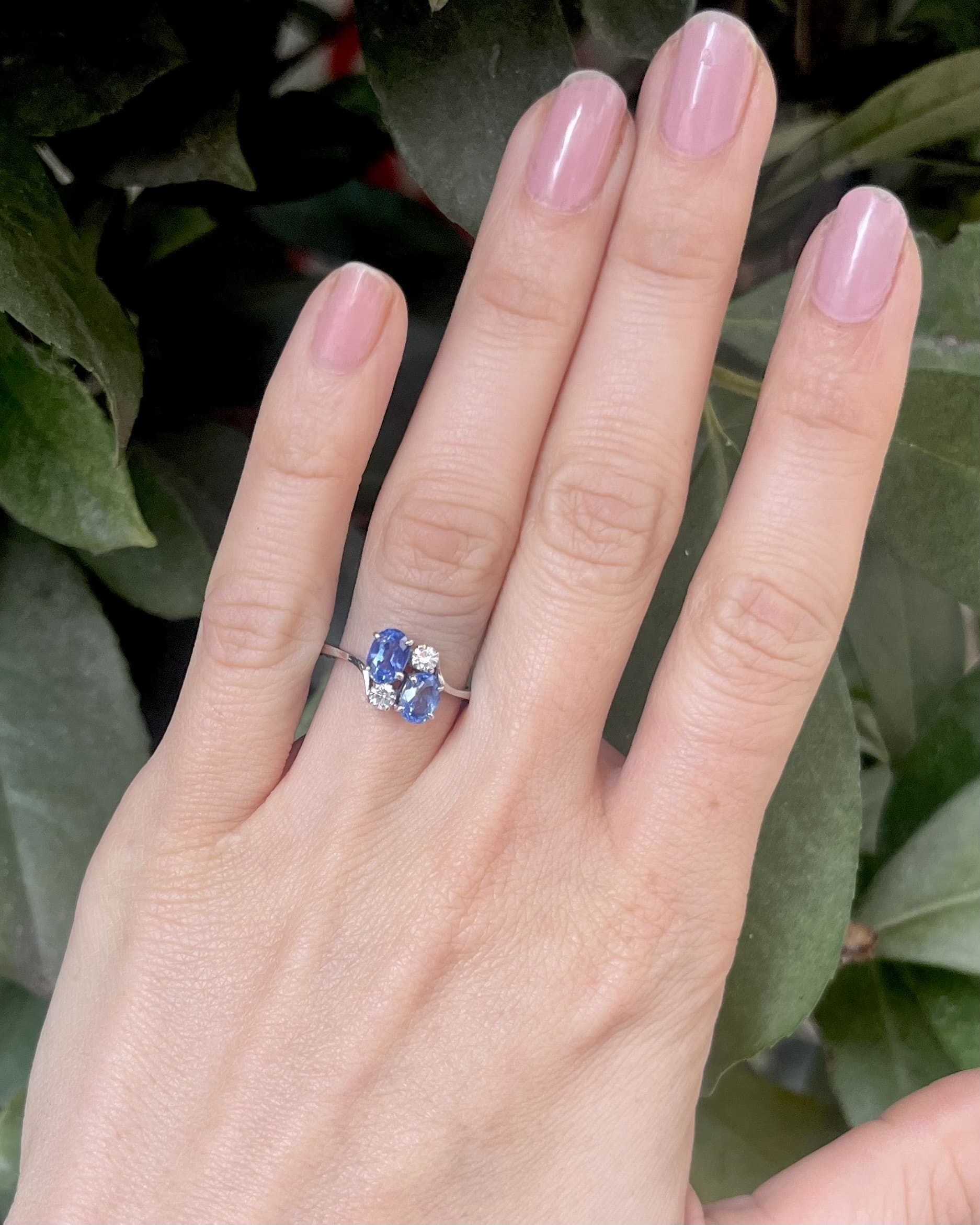 Bague Toi & Moi Saphirs 1.20 carat et diamants "Constantina"