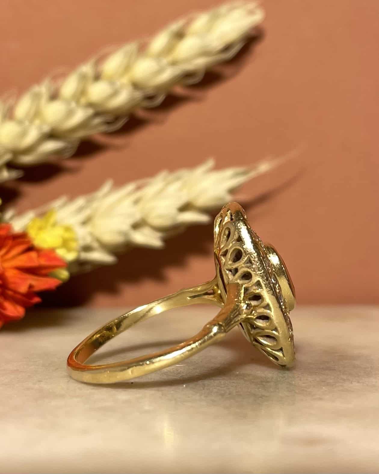 Bague Style Art-Déco Rubis & 20 Diamants "Adrienne"