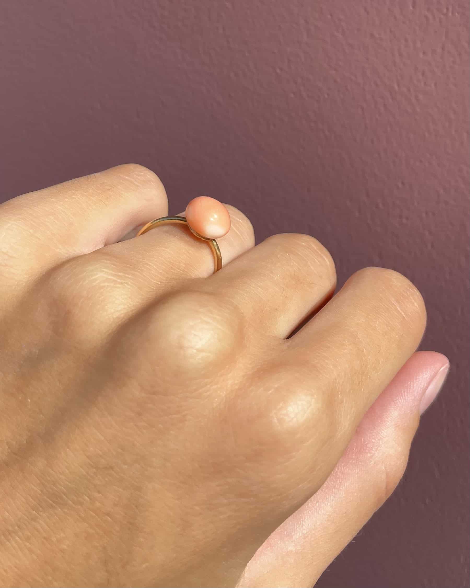 Bague Solitaire Corail Peau d&
