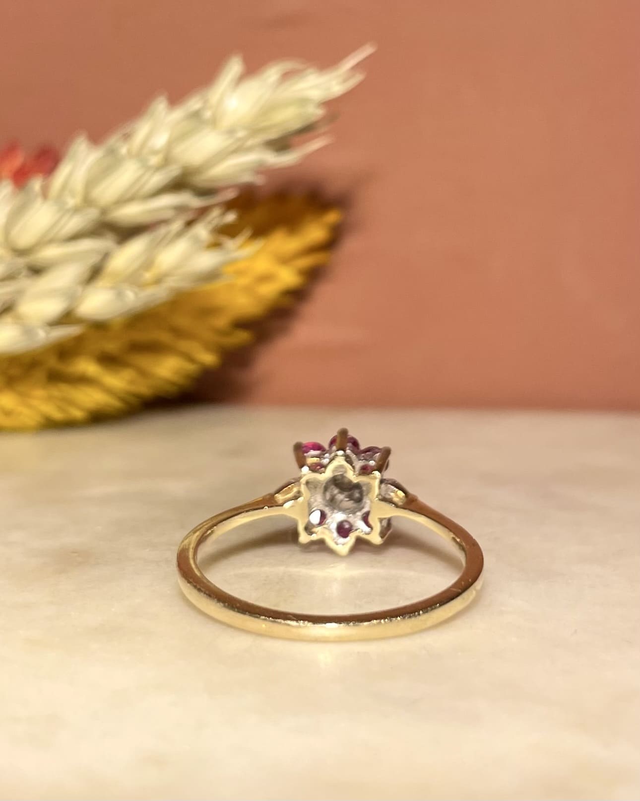 "Honor" Ruby & Diamond Daisy Ring