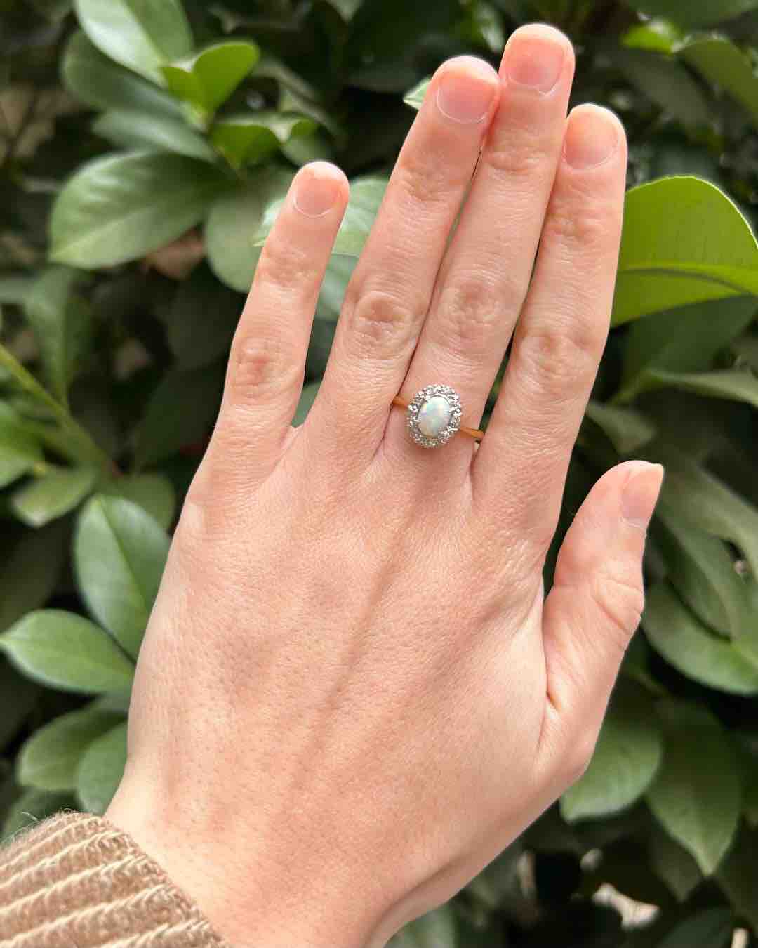 Bague marguerite Opale & Diamants "Anaïs"